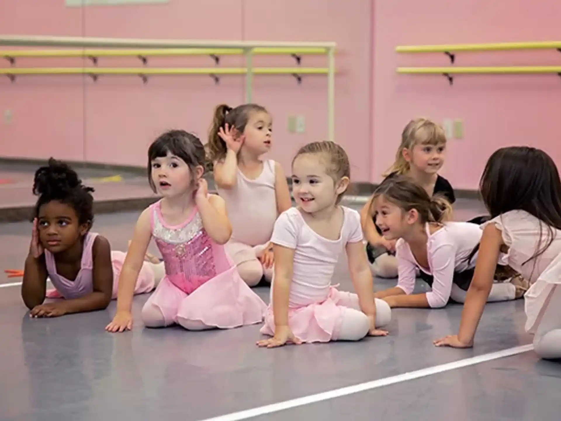 a group of girls in a gym