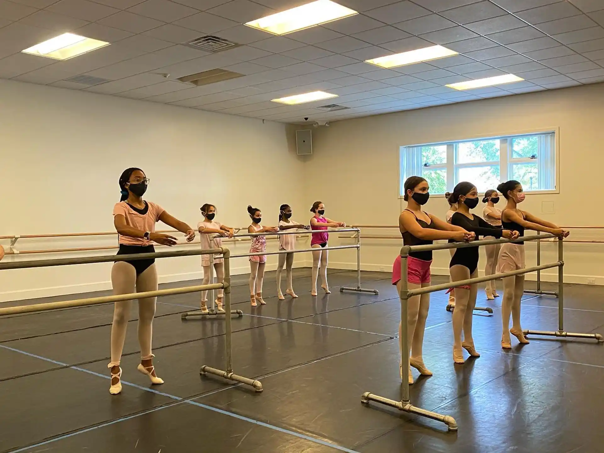 a group of people exercising