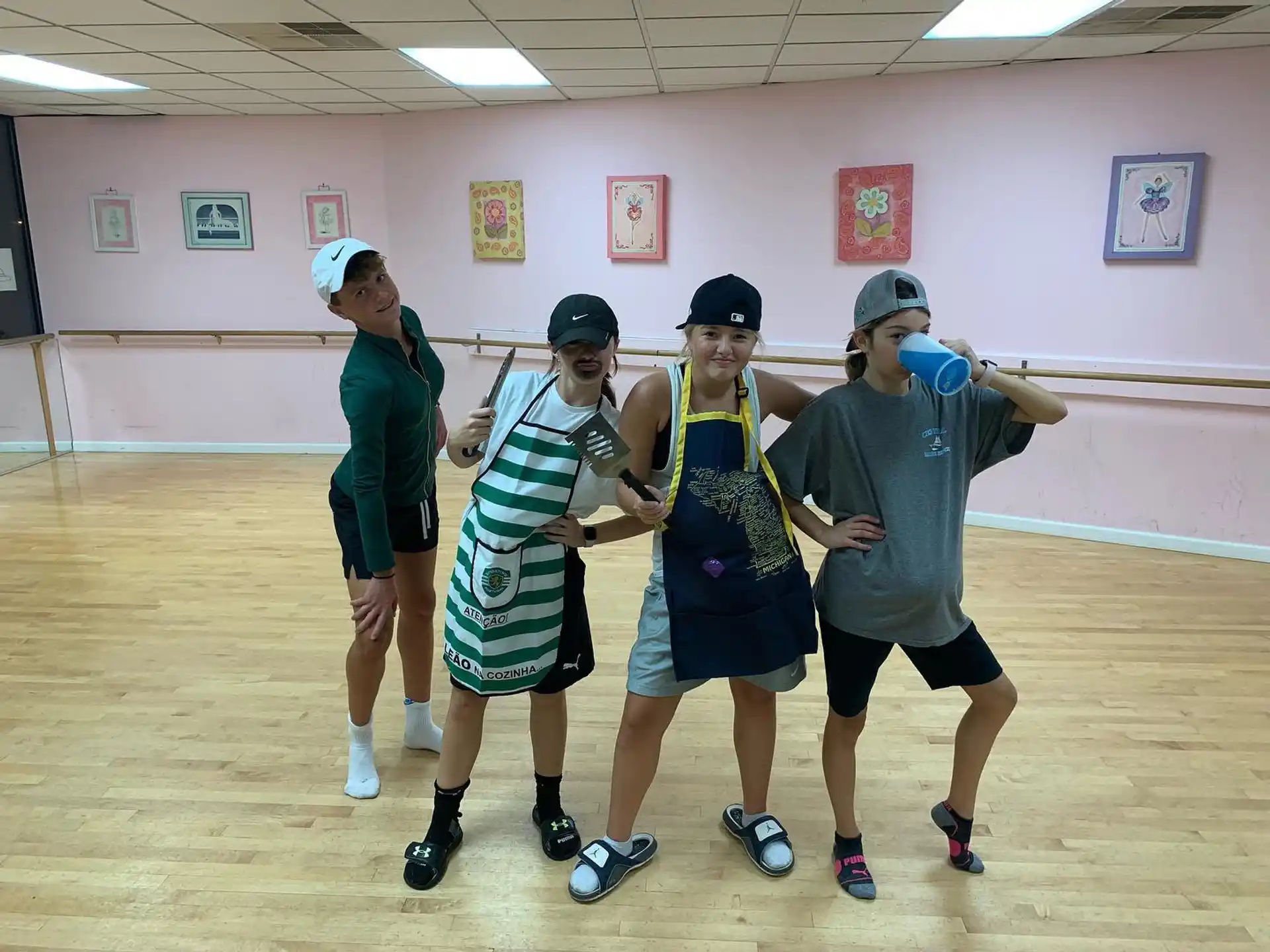 a group of people in a gym