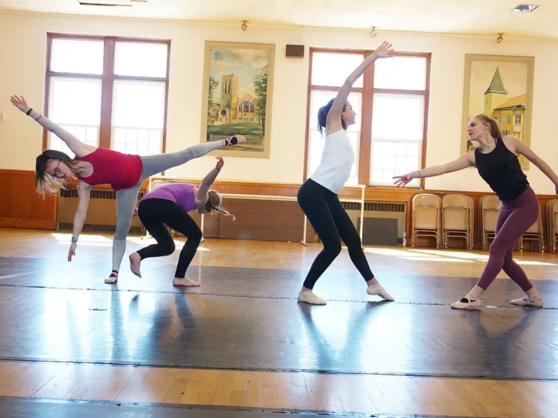 a group of women exercising