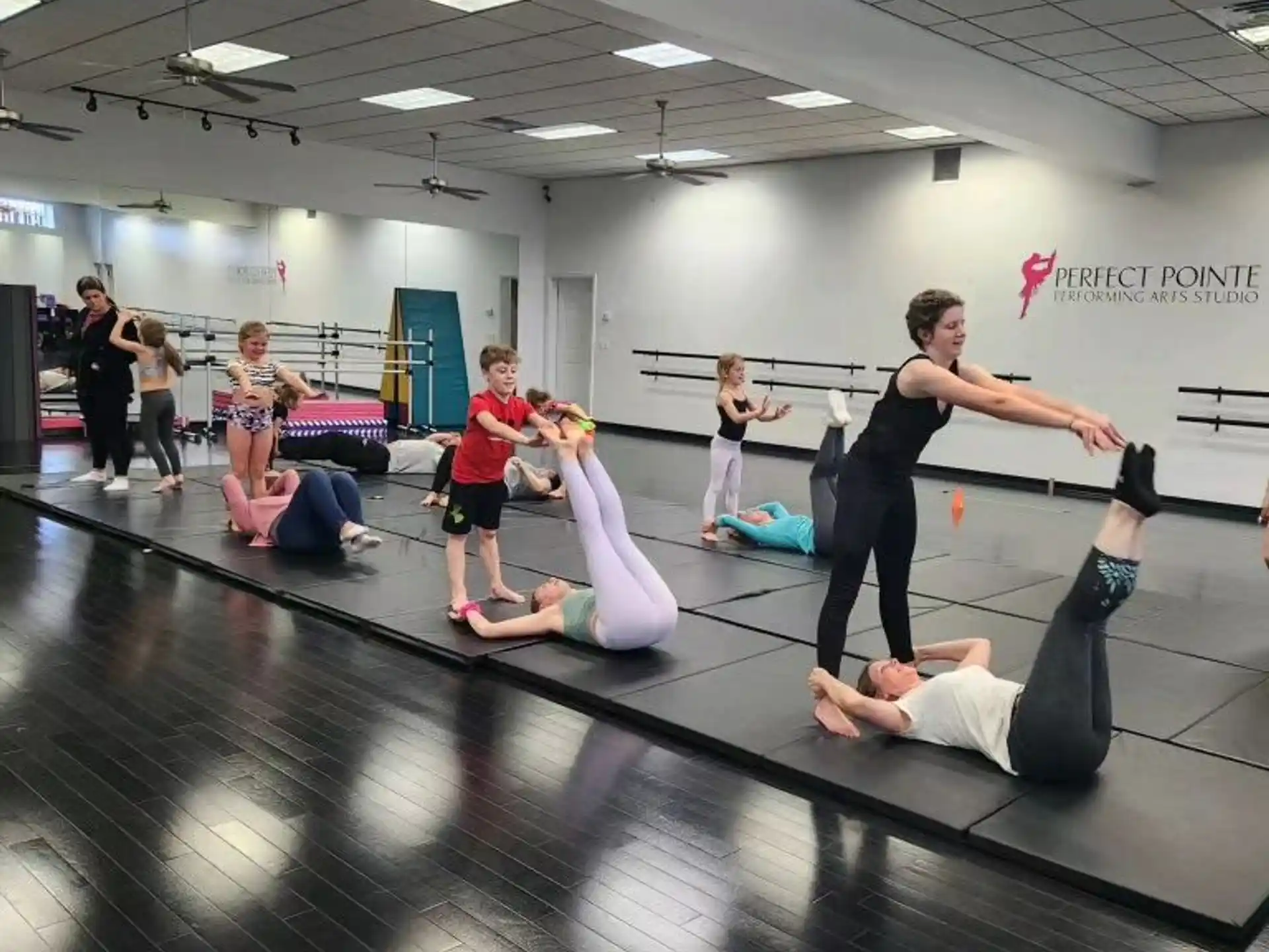 a group of people exercising