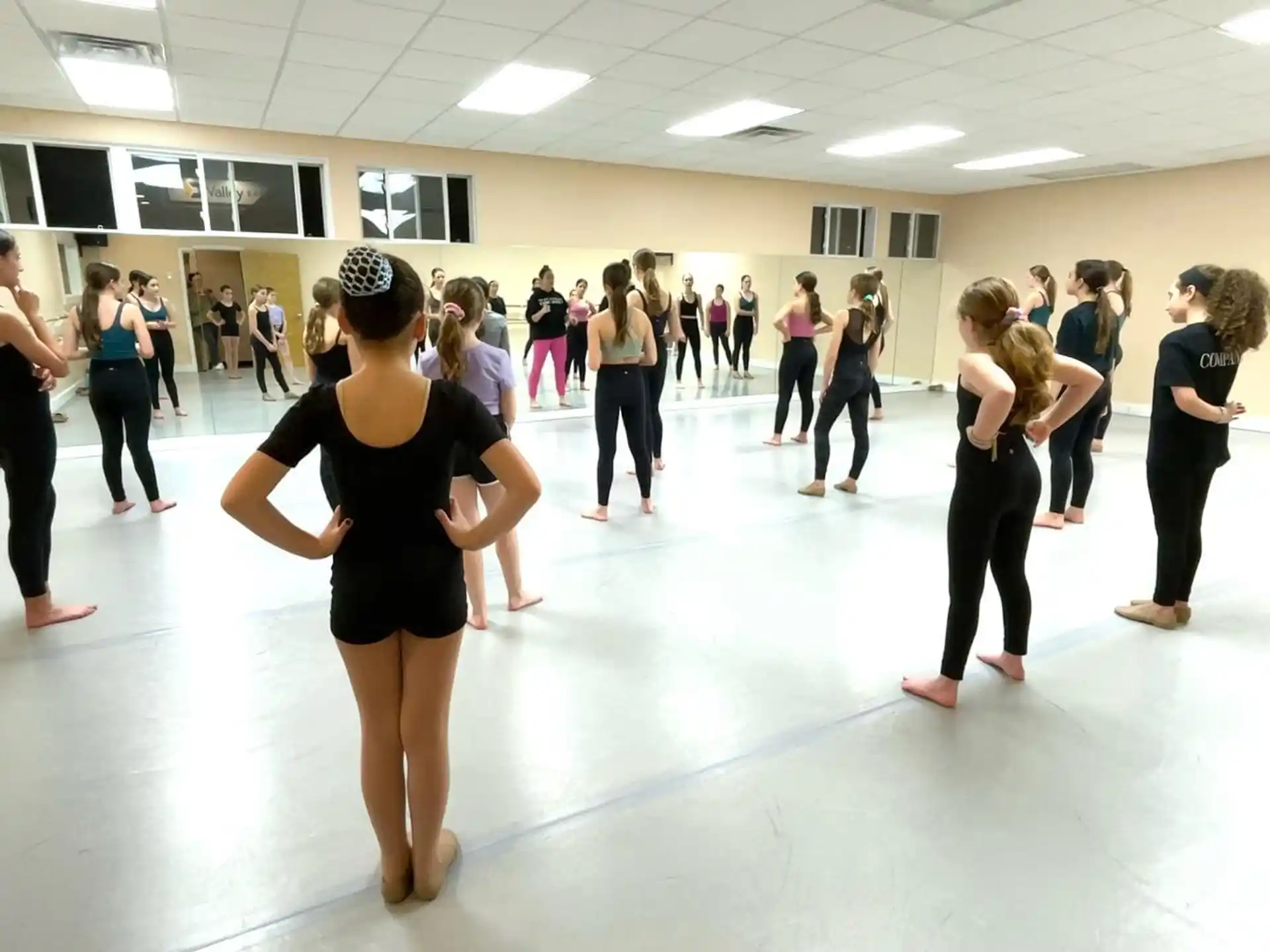 a group of people dancing in a room