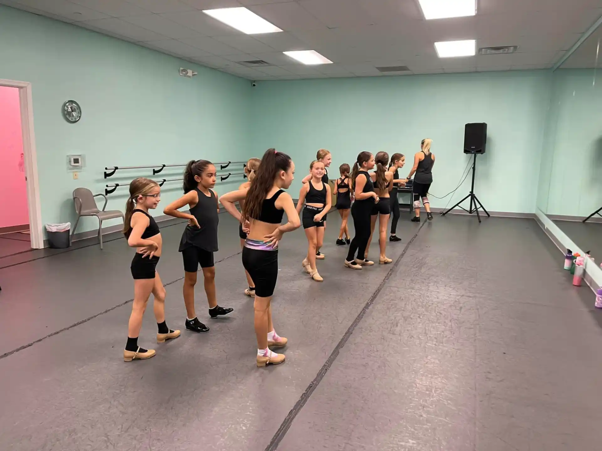 a group of women in a gym