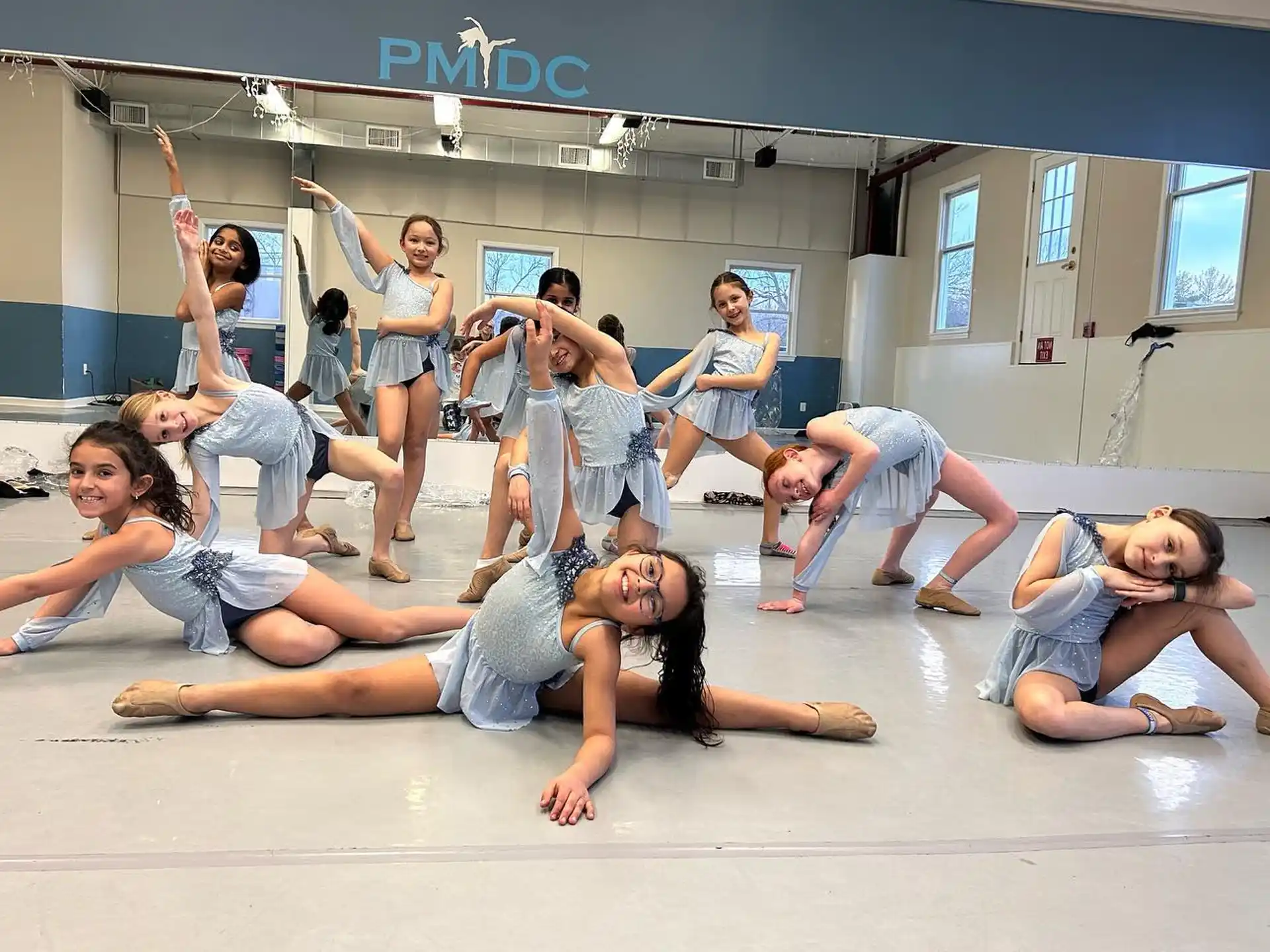 a group of women exercising