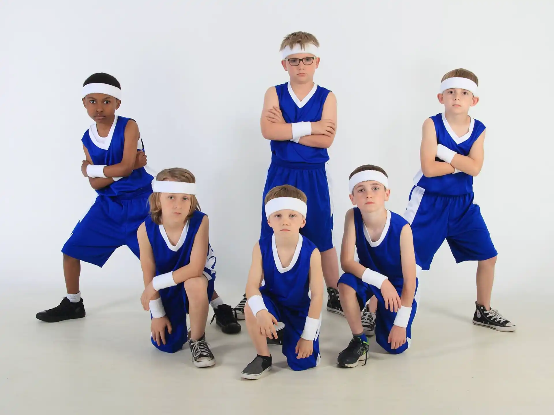 a group of people in blue uniforms