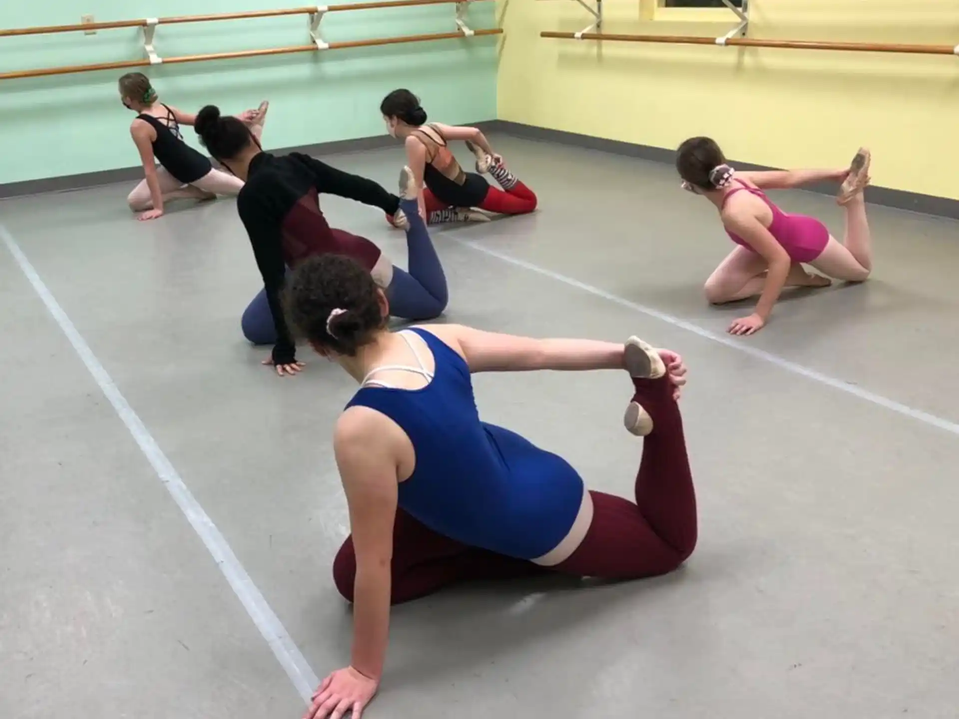 a group of people exercising