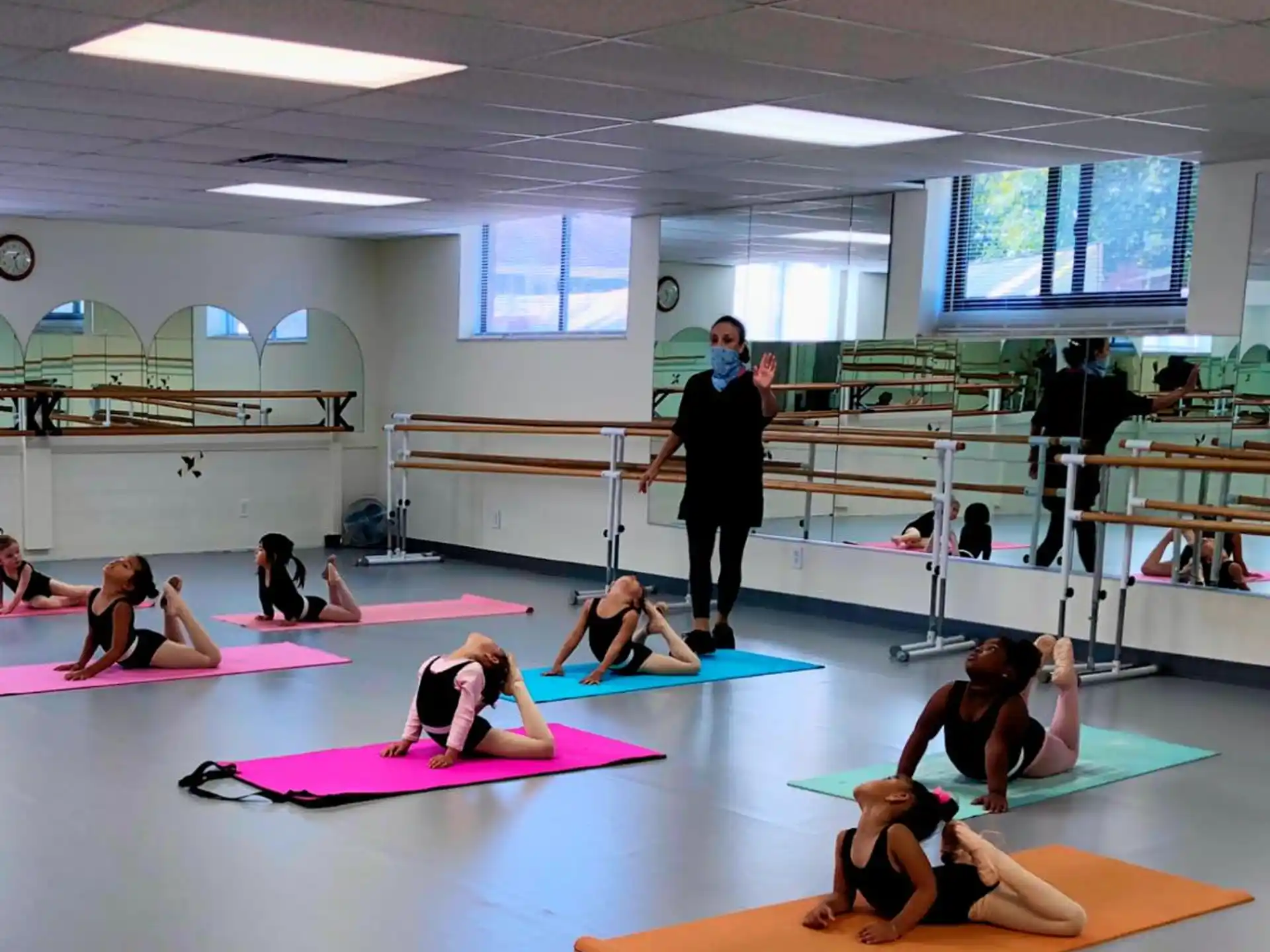 a group of people exercising