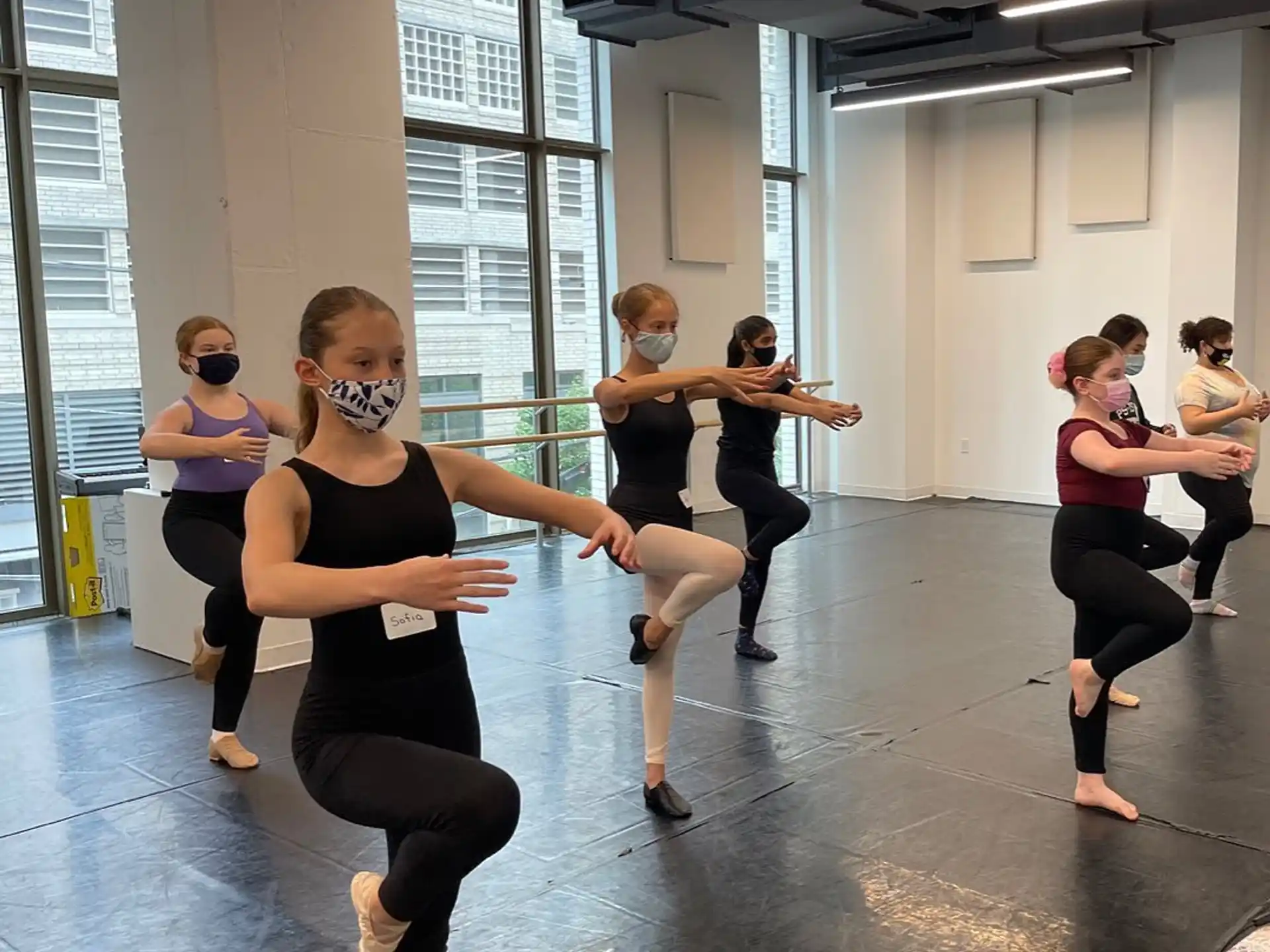 a group of people exercising
