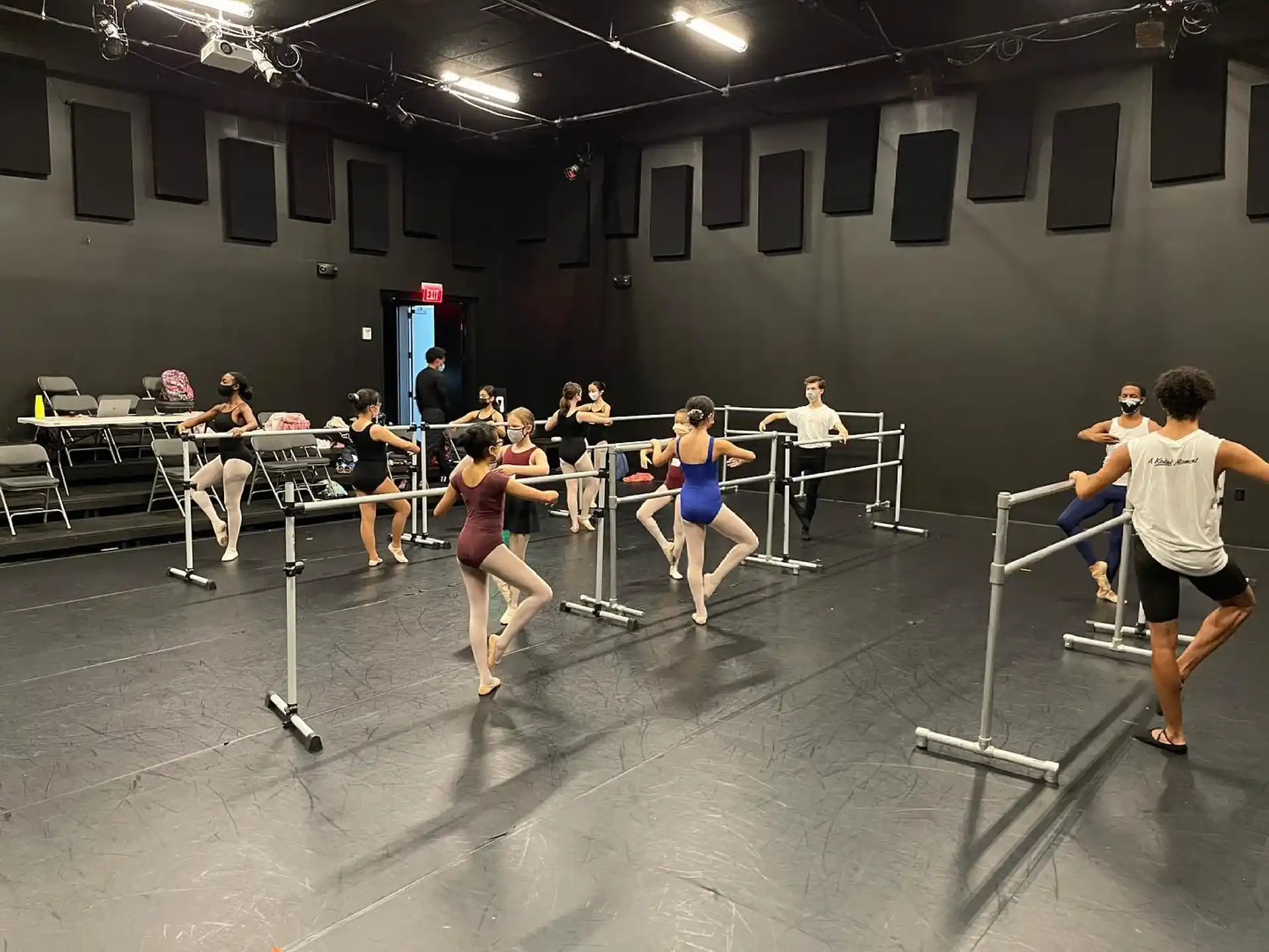 a group of people in a gym