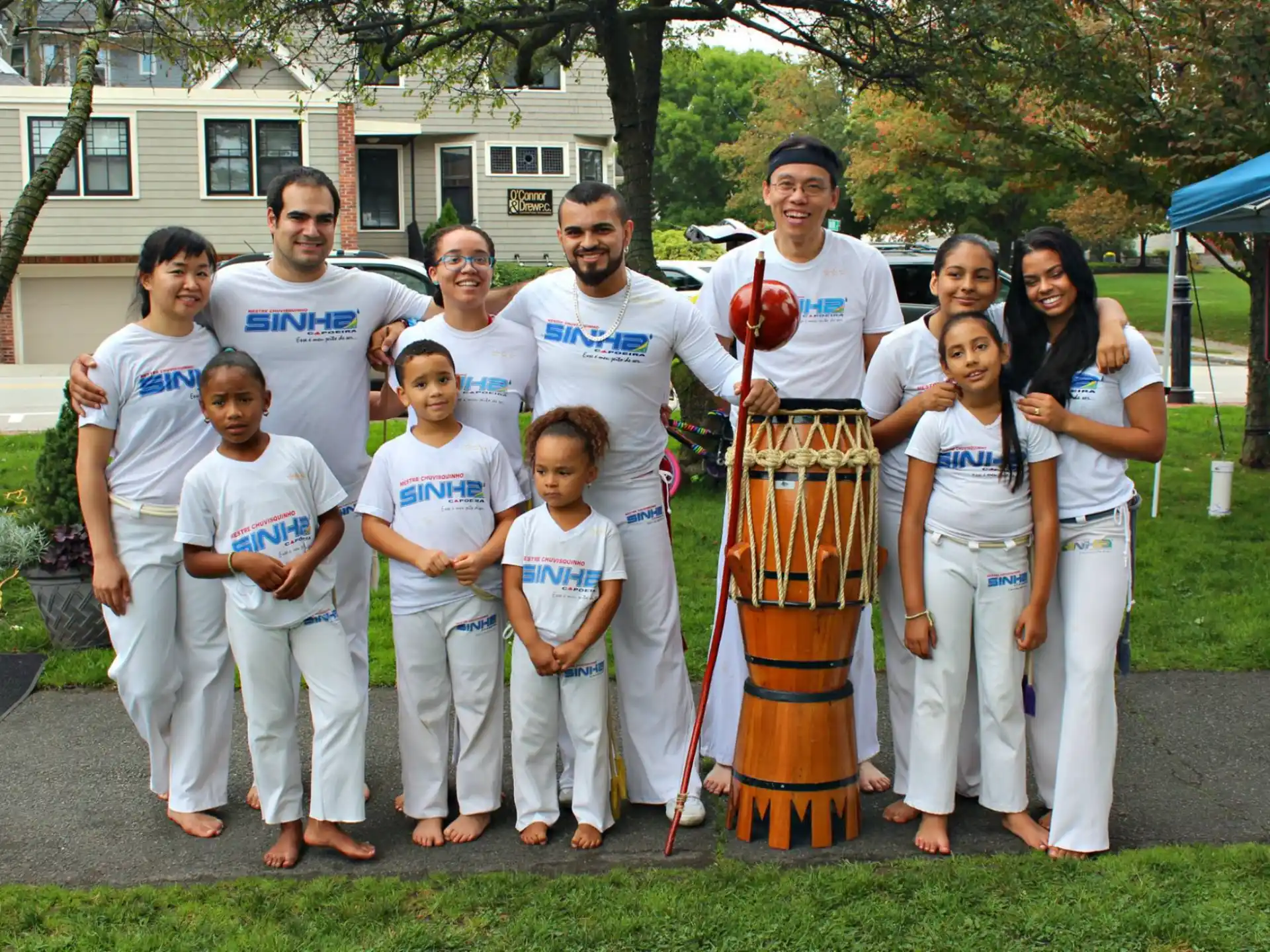 a group of people posing for a photo
