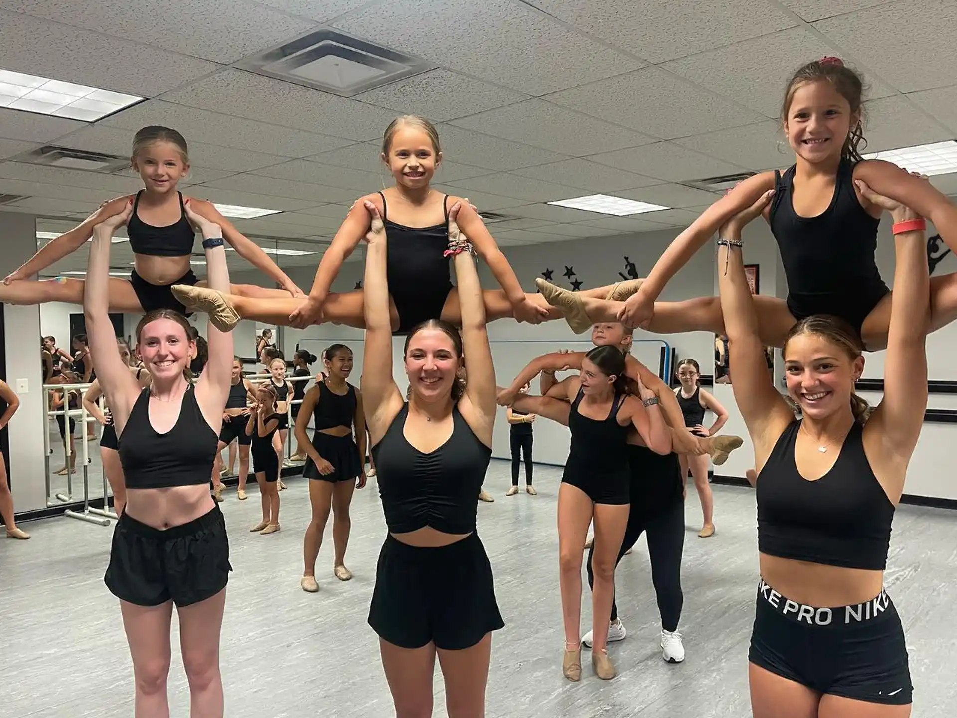 a group of women in a gym