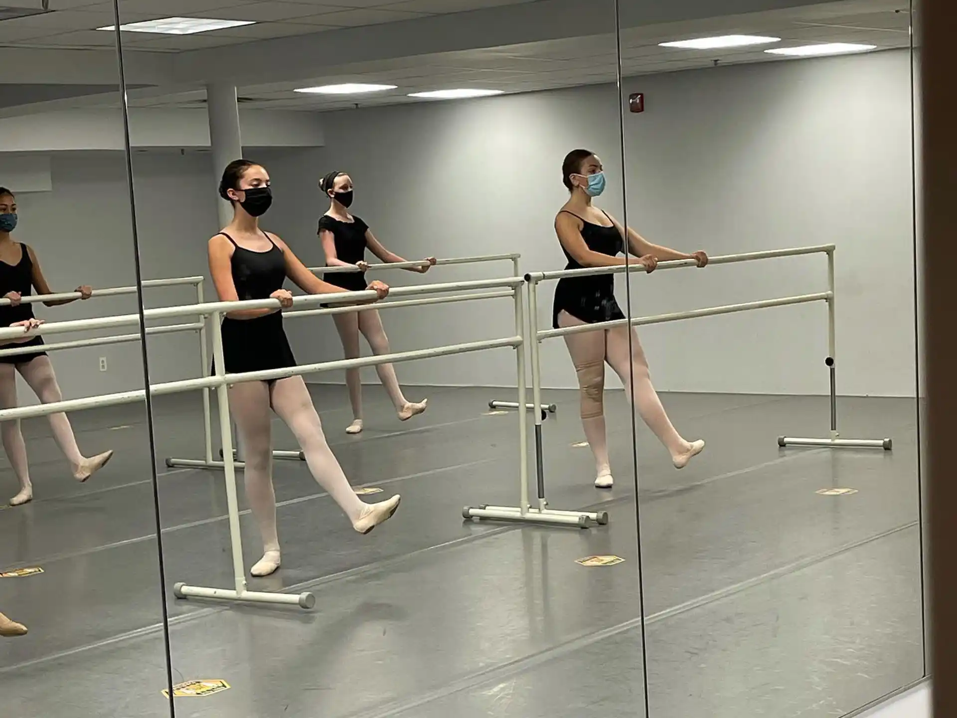 a group of women exercising