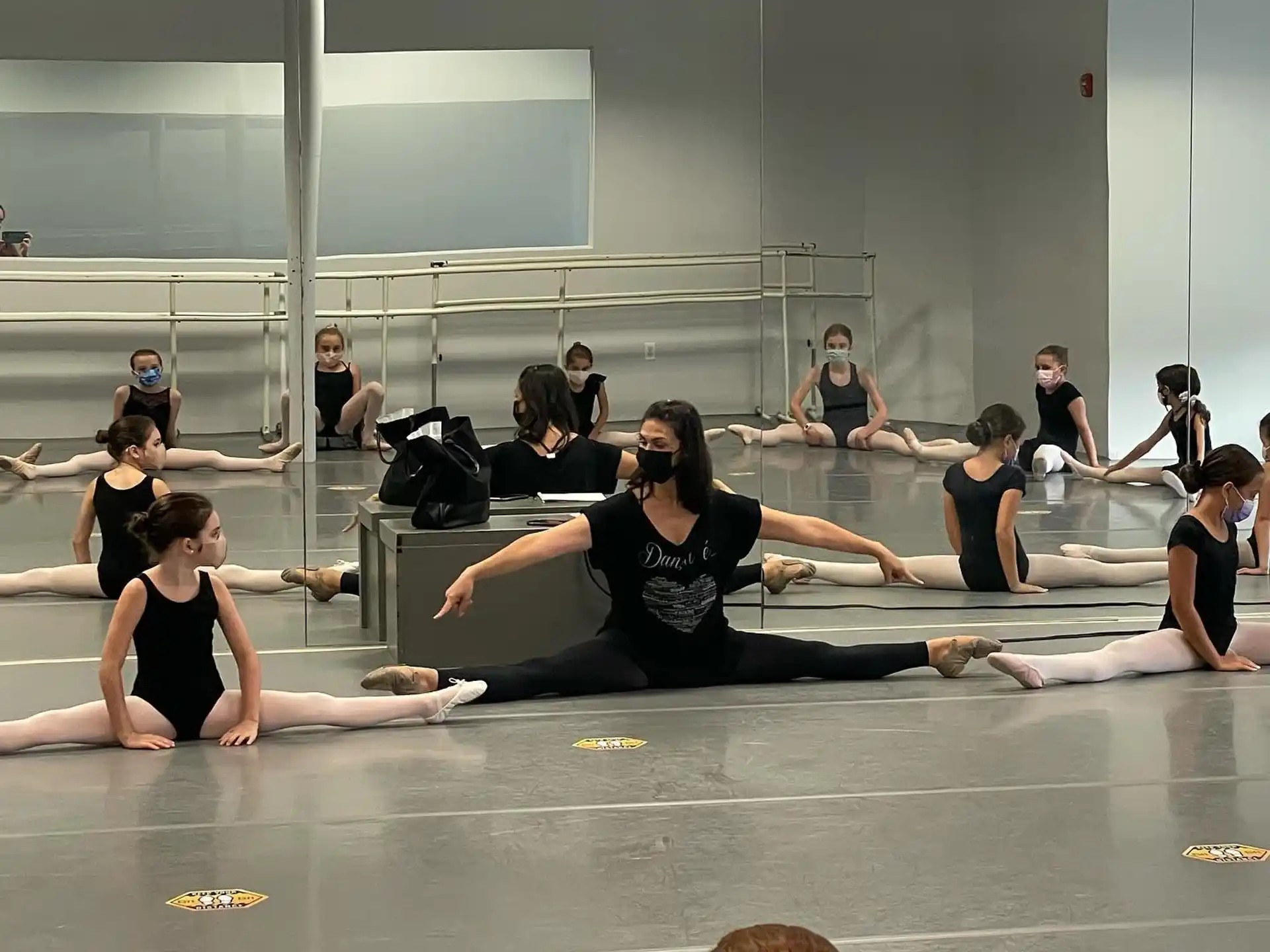 a group of women exercising
