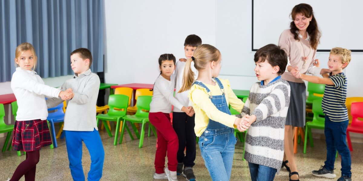 a group of children in a classroom