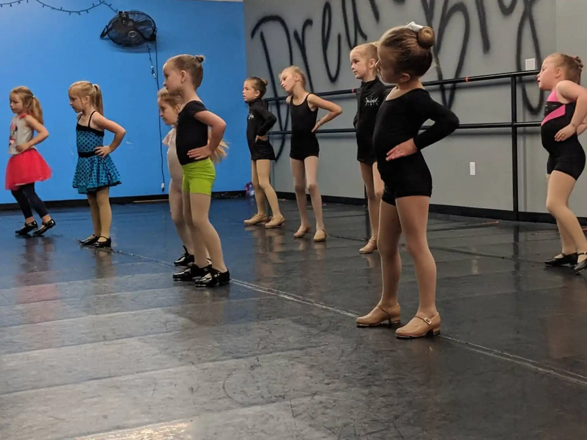 a group of girls in a gym