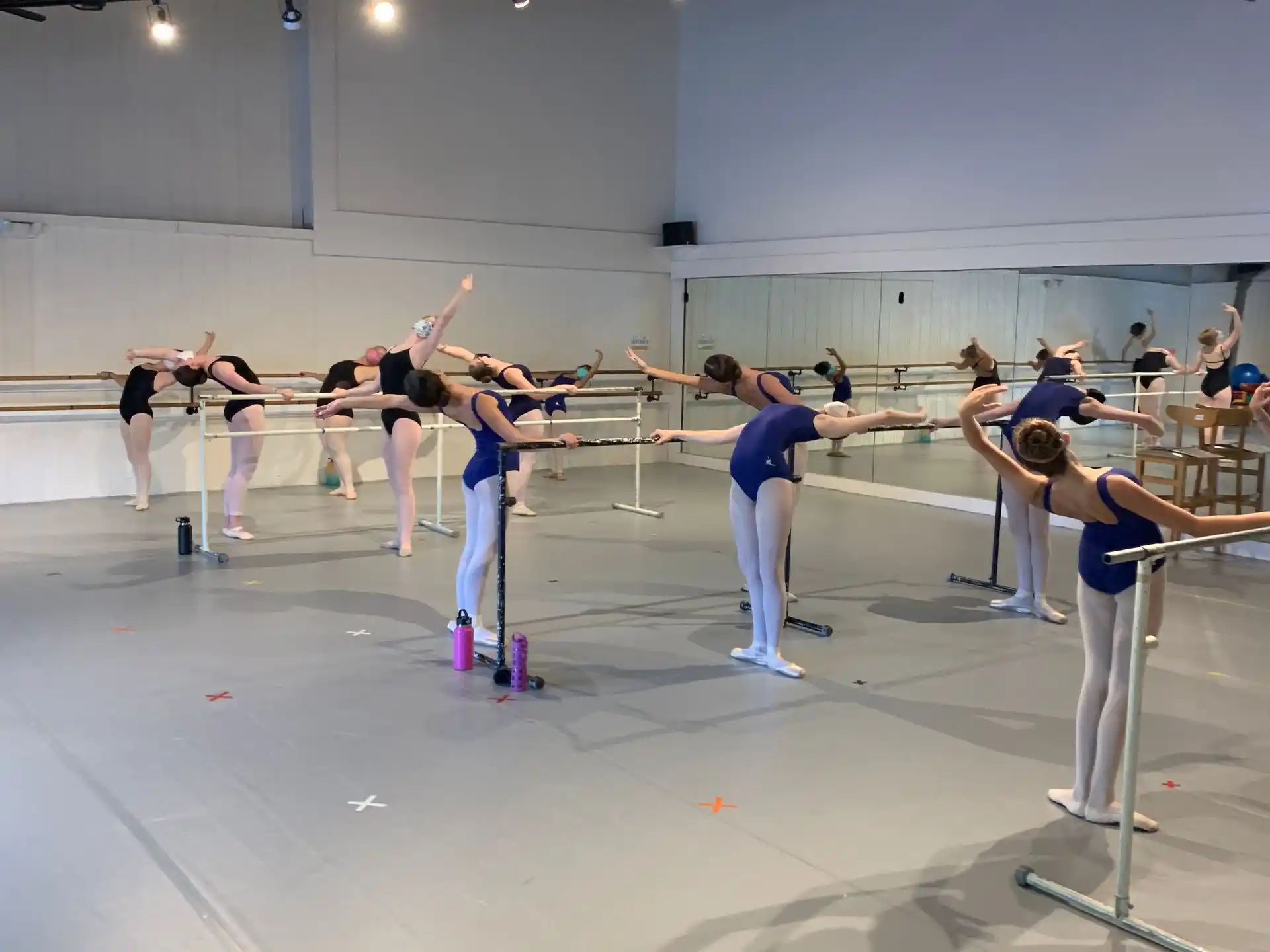 a group of women exercising