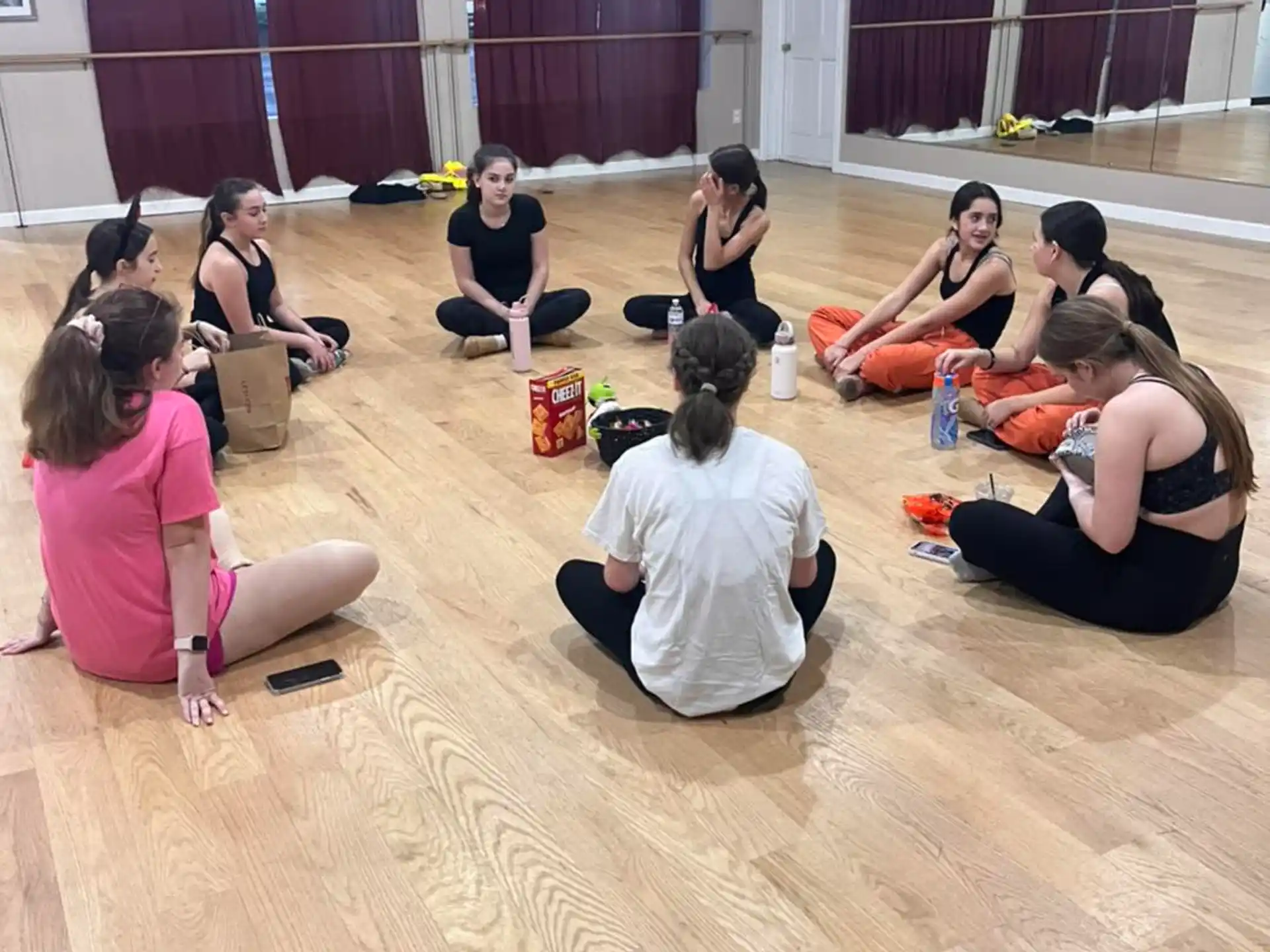 a group of women sitting on the floor