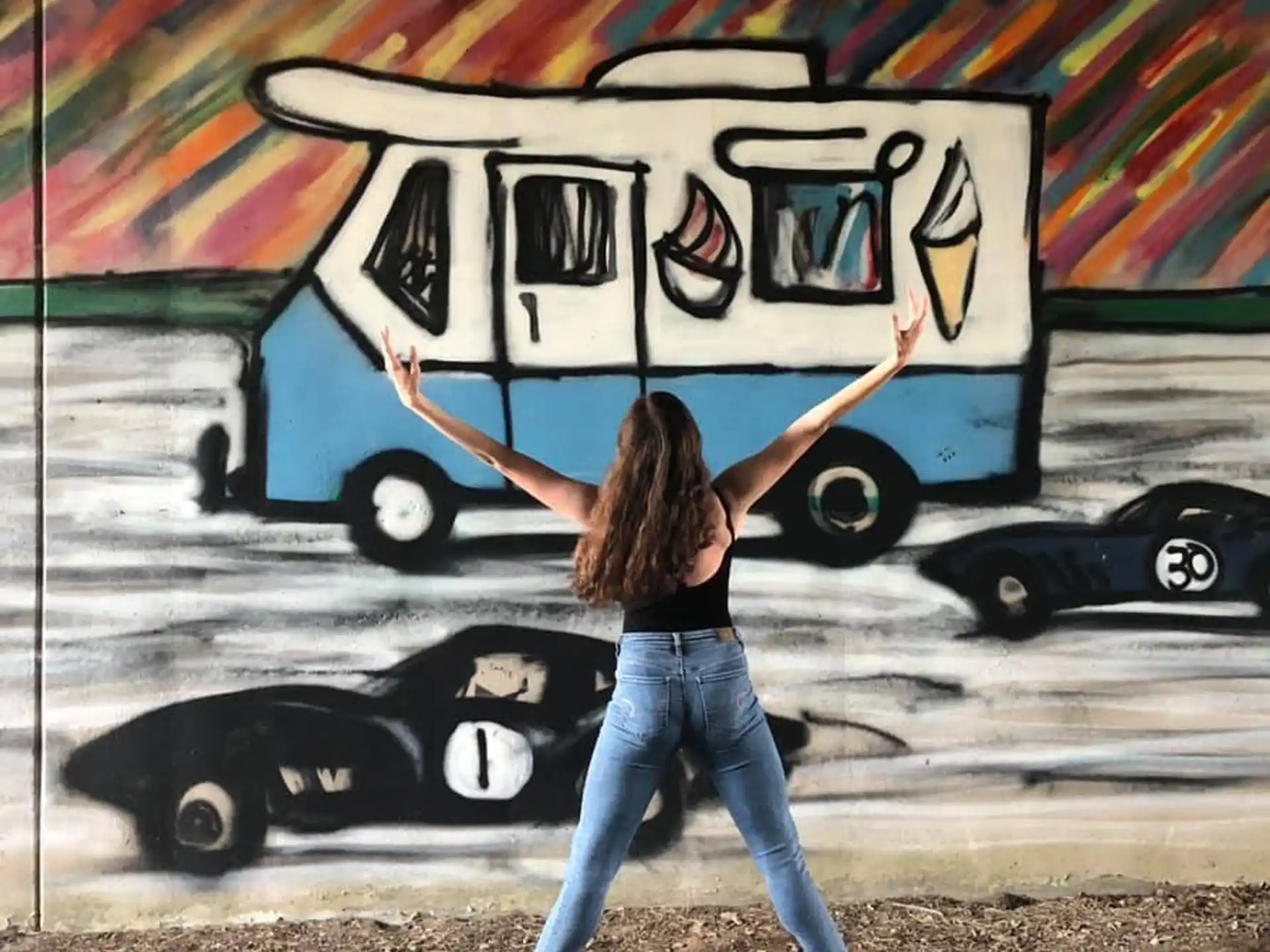 a person walking on the sidewalk
