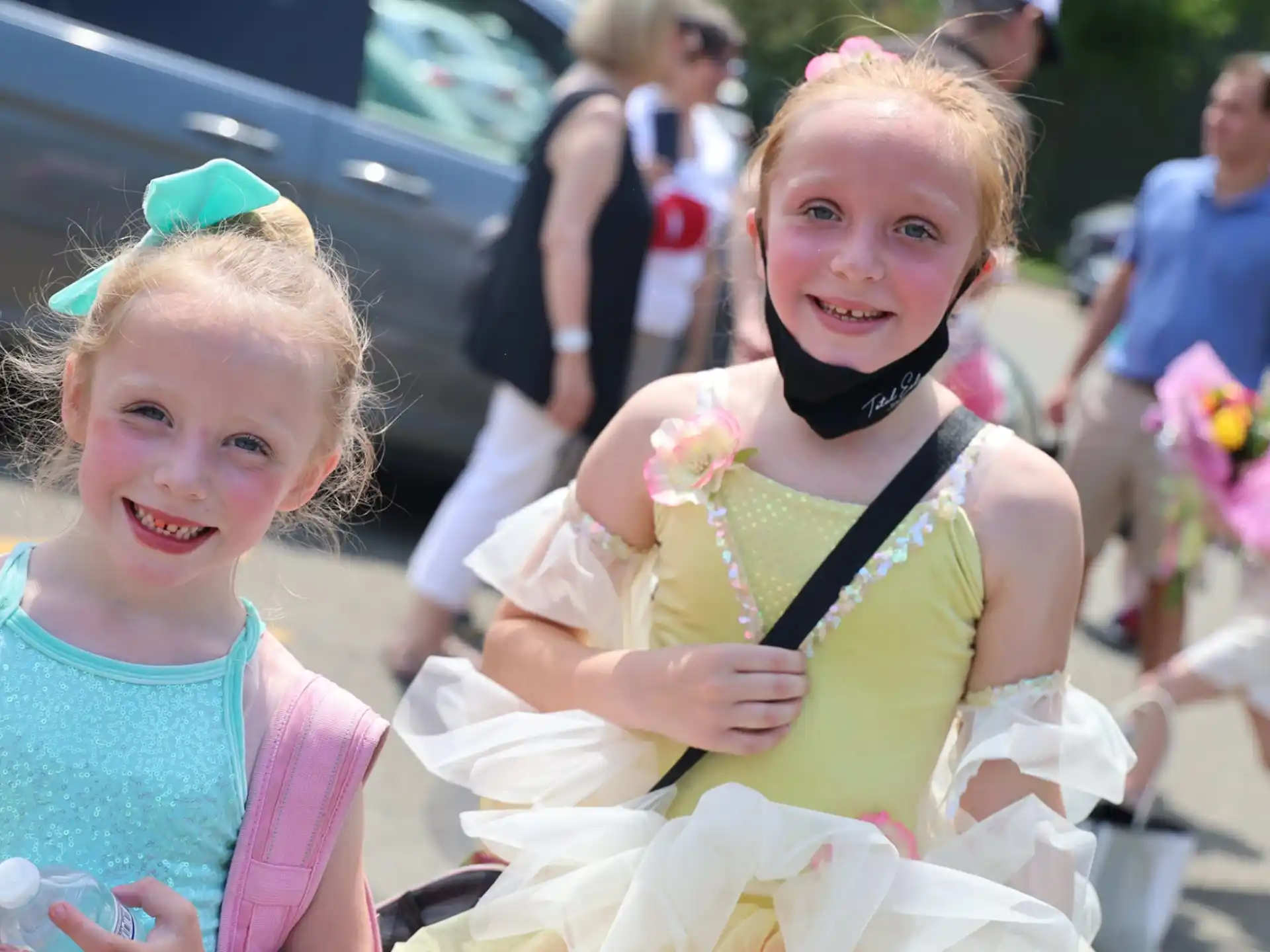 a couple of girls smiling