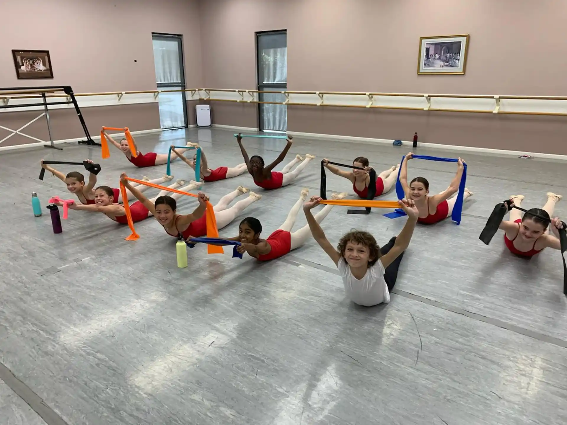 a group of people exercising