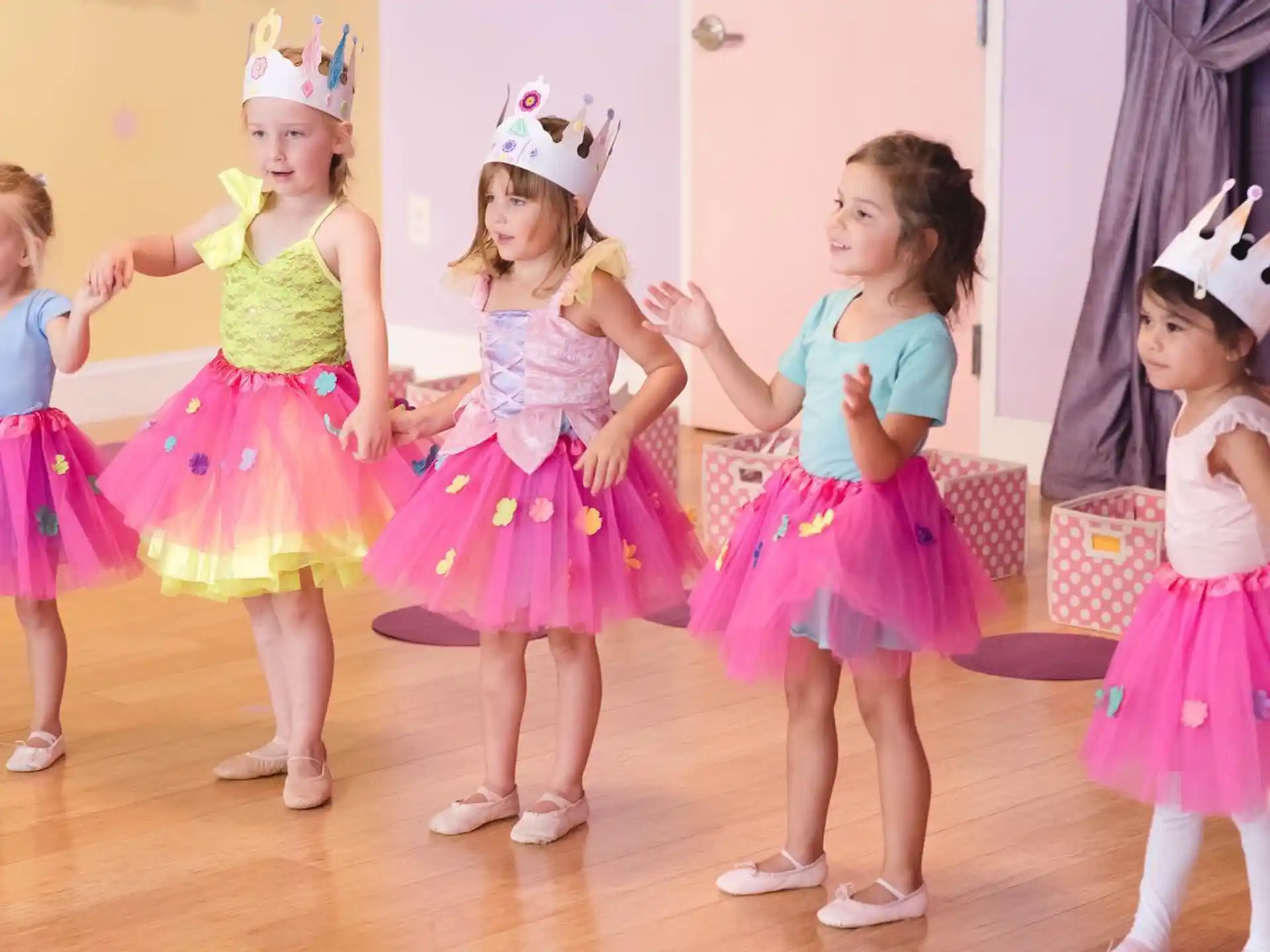 a group of girls wearing clothing