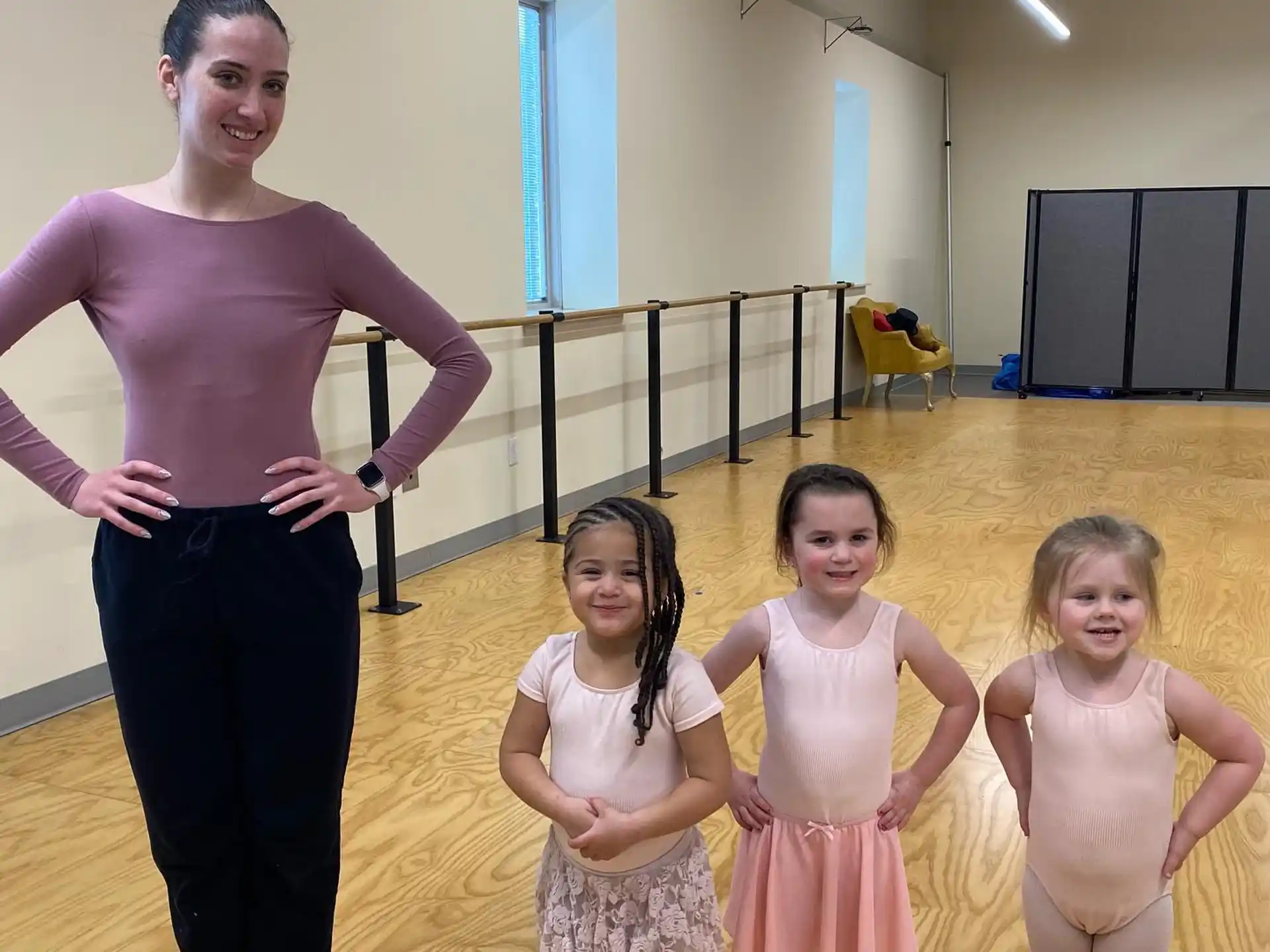 a person and two girls