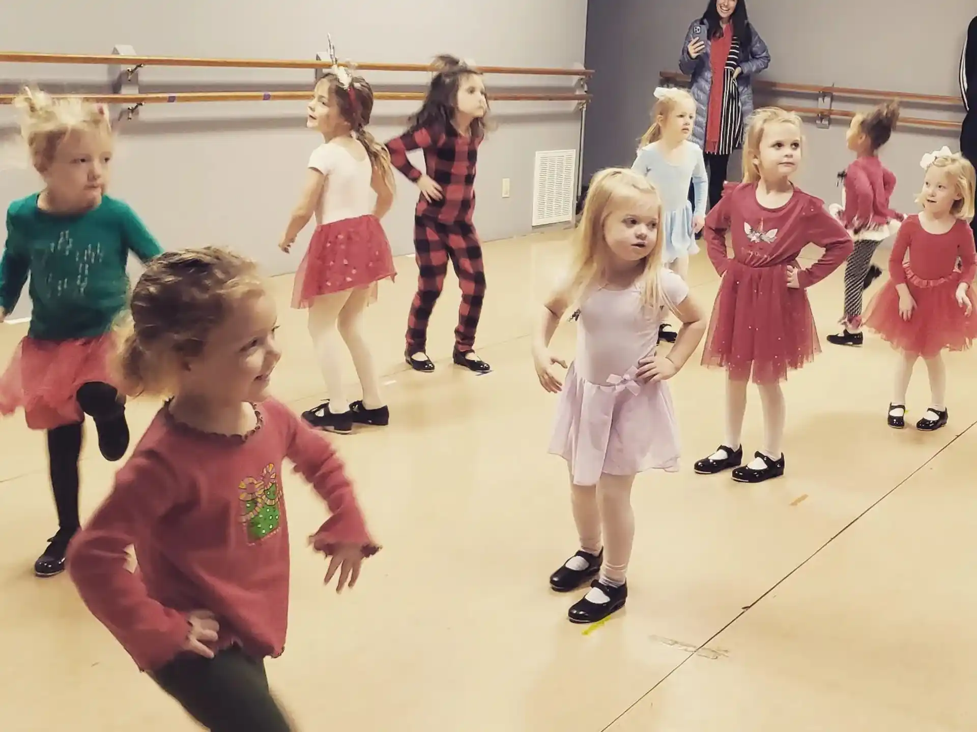 a group of children dancing