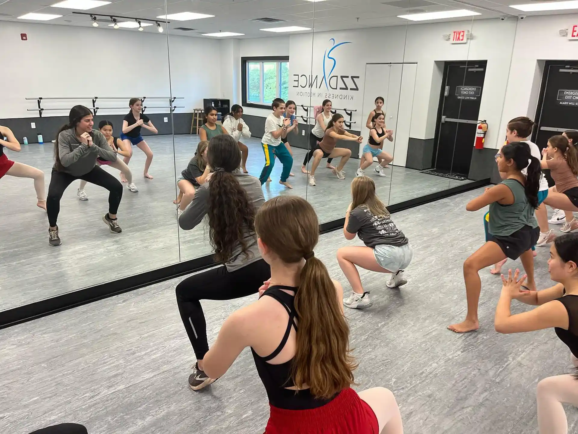 a group of people exercising