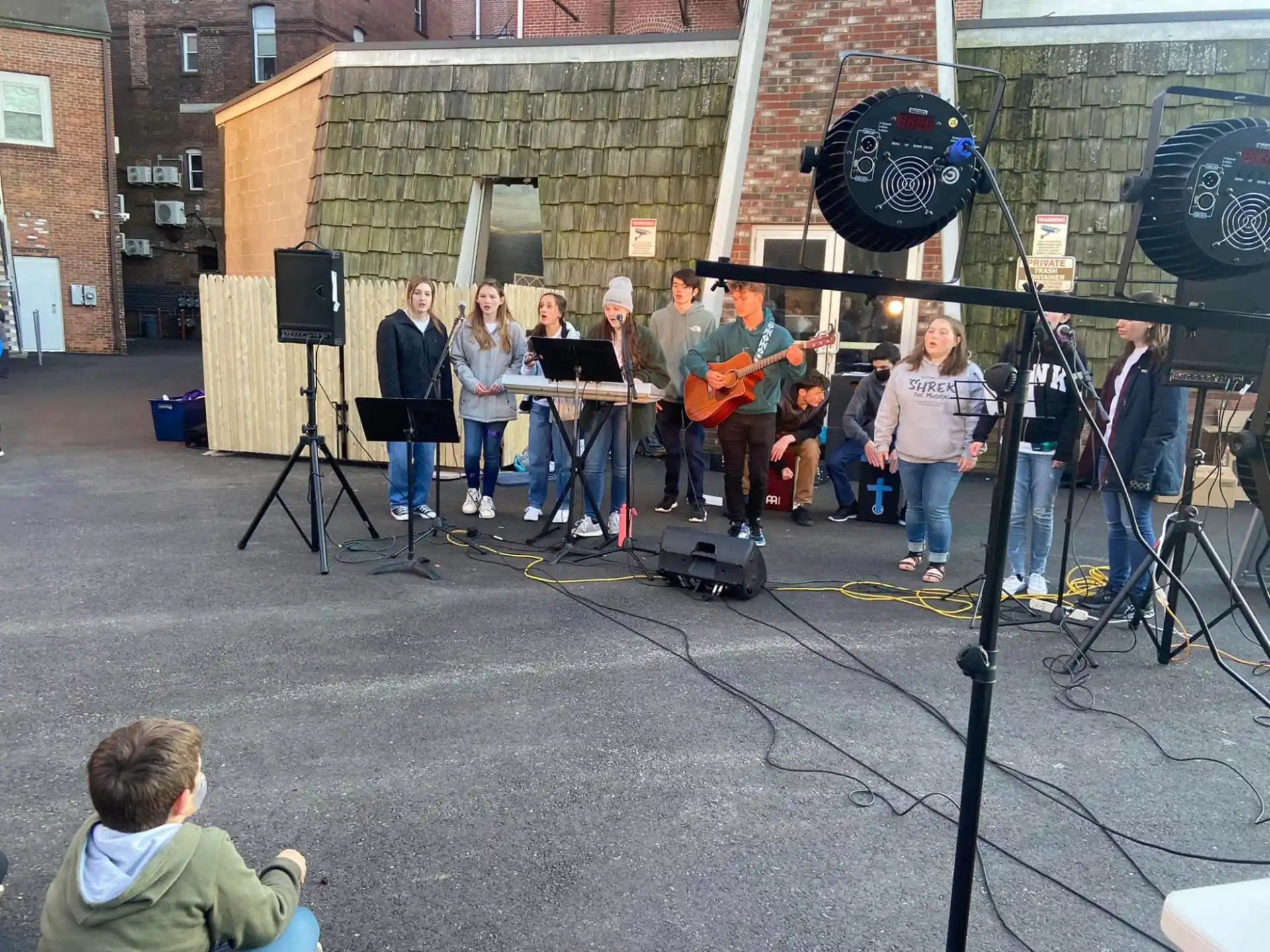 a group of people playing instruments
