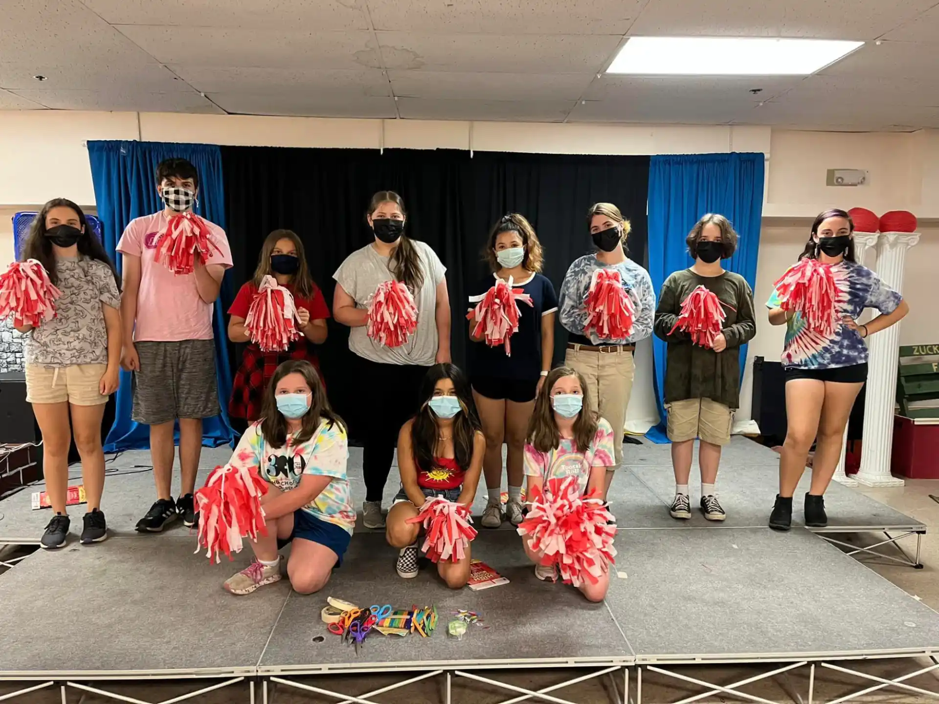 a group of people wearing masks