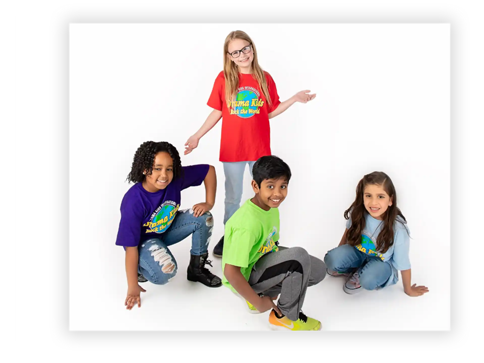 a group of kids posing for a picture