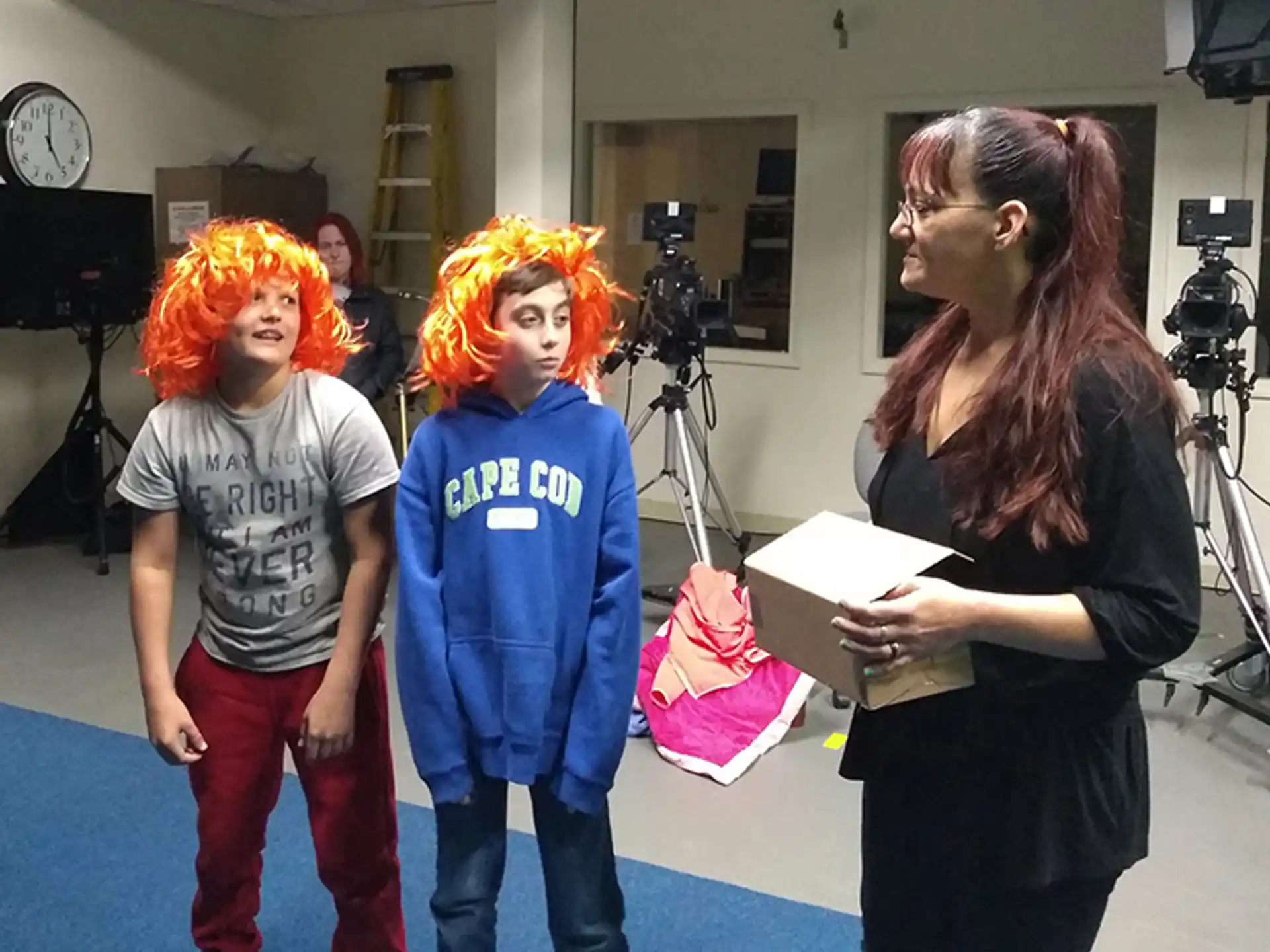 a woman and two children