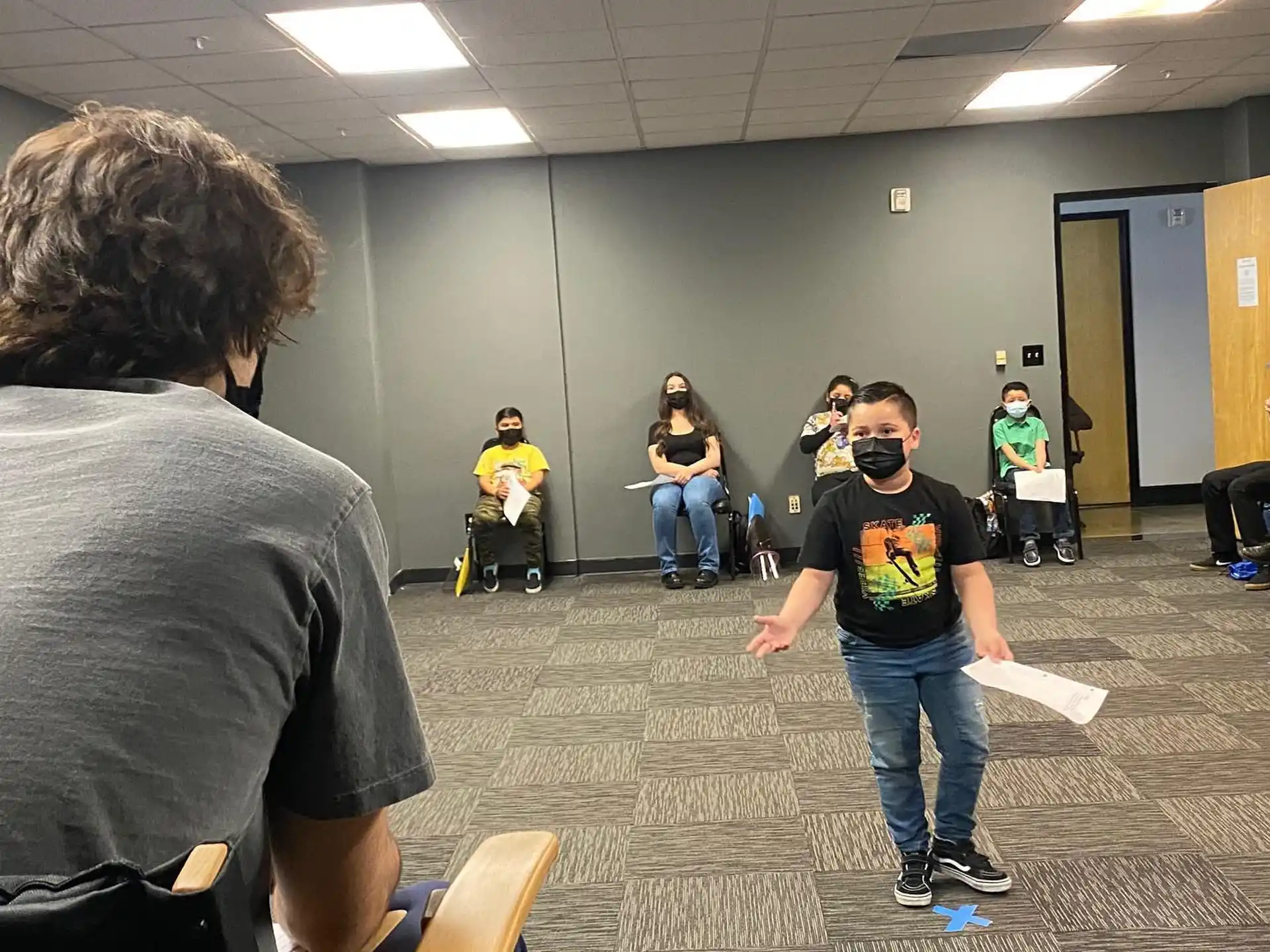a group of people in a room