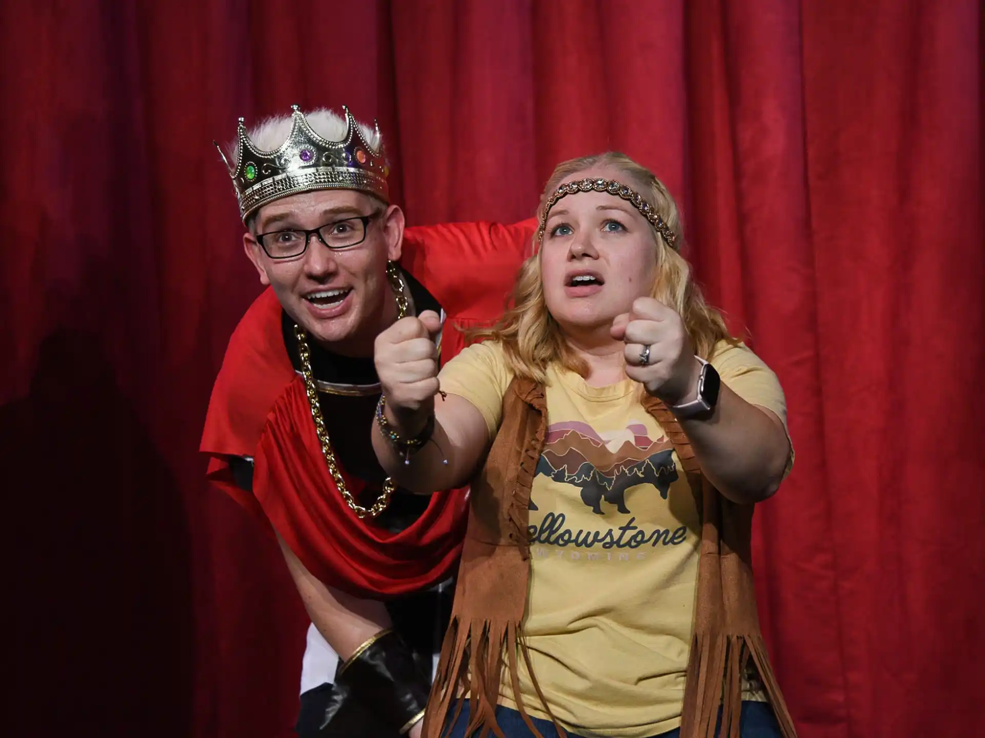 a man and woman wearing clothing