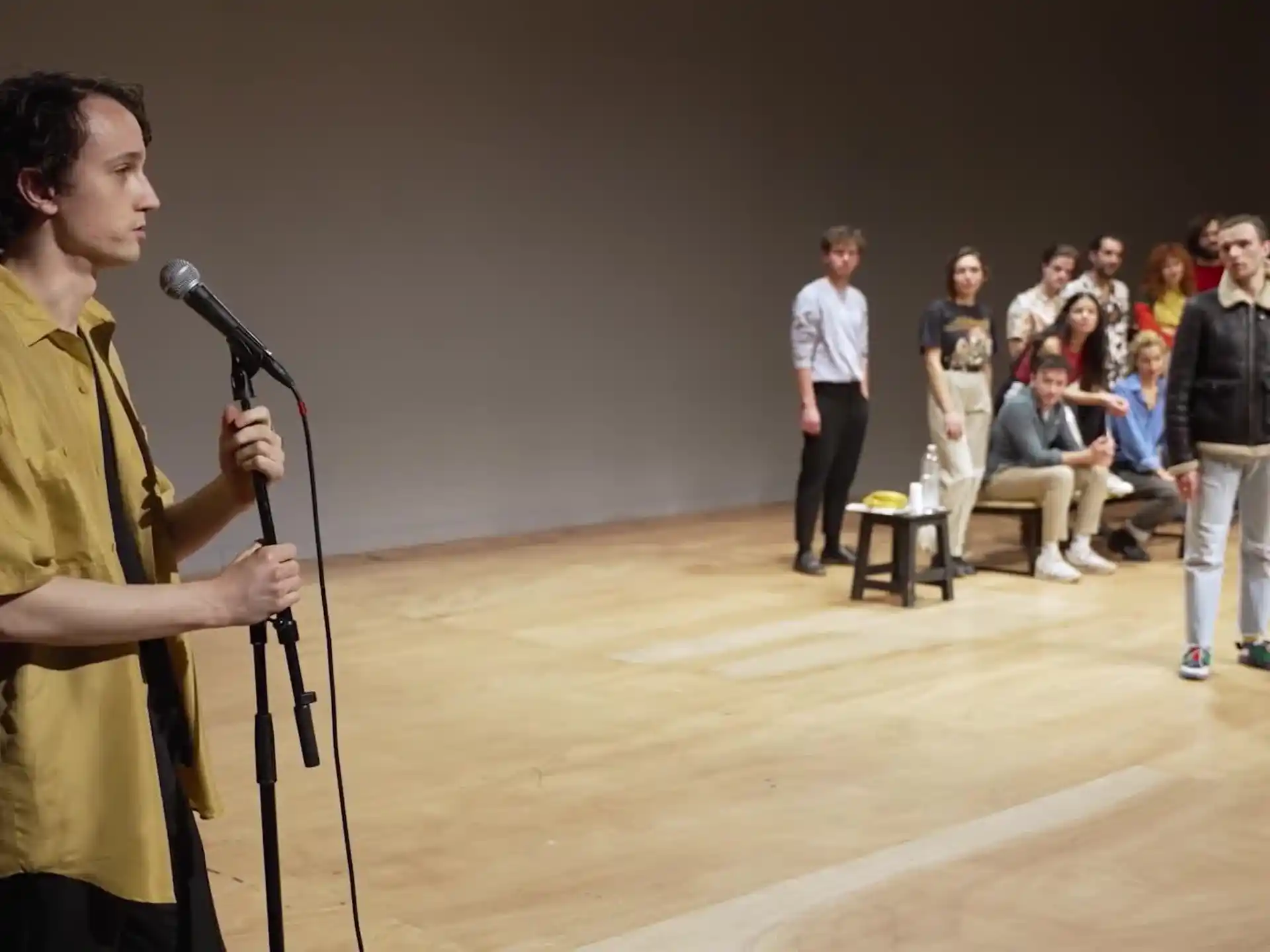 a person holding a microphone