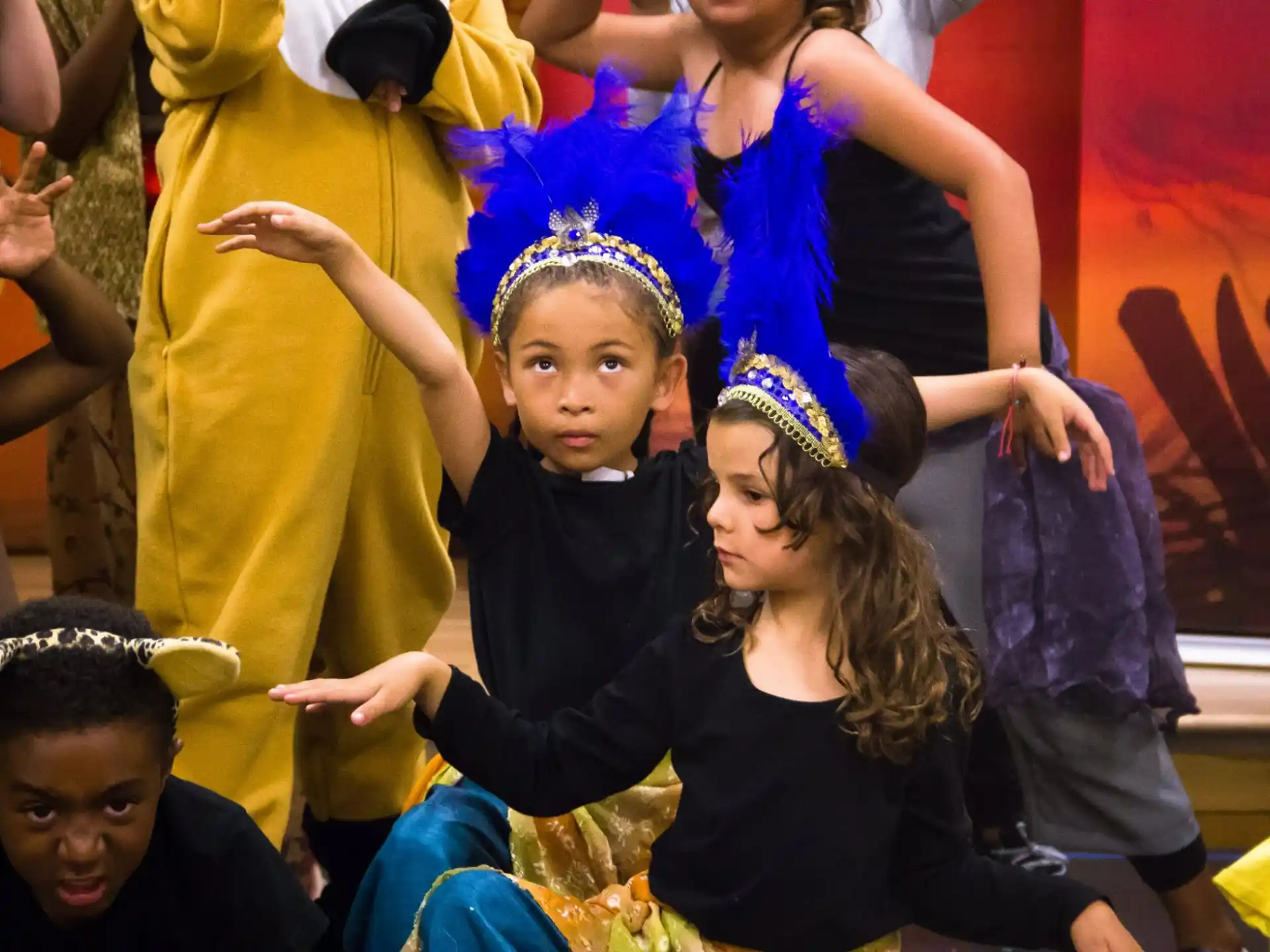 a group of children dancing