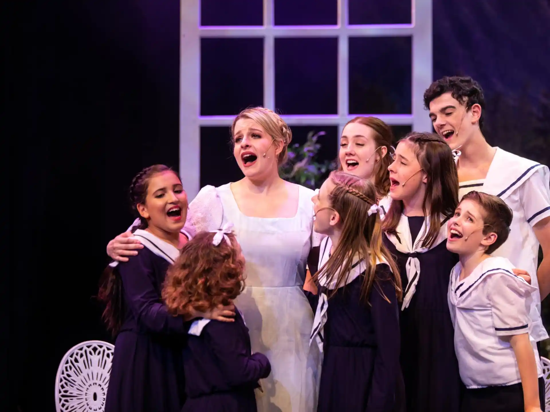 a group of people singing