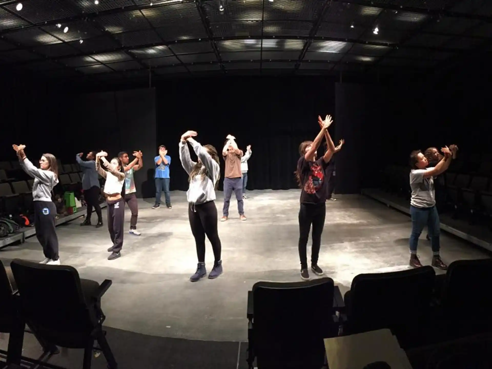 a group of people dancing