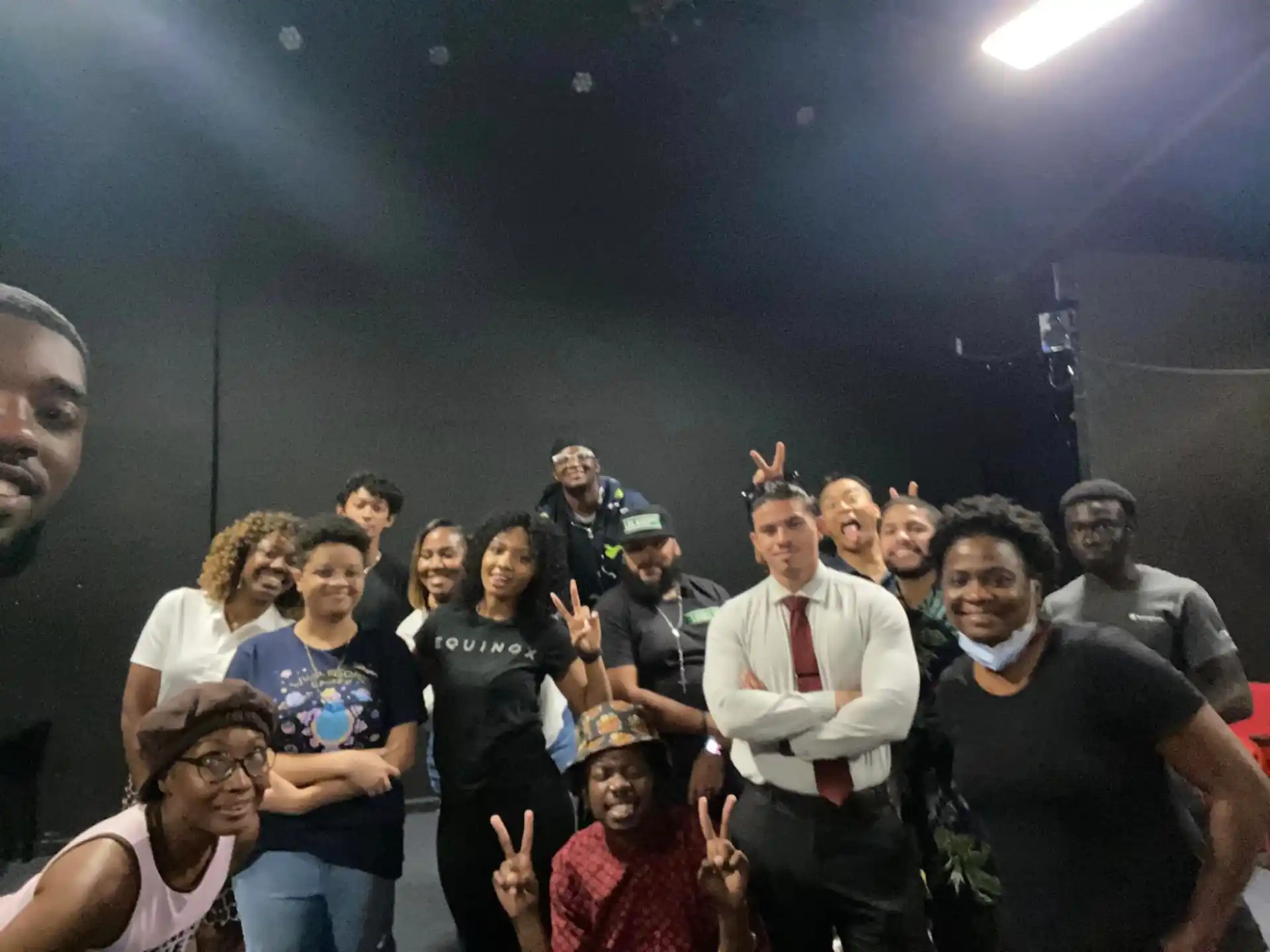 a group of people posing for a photo