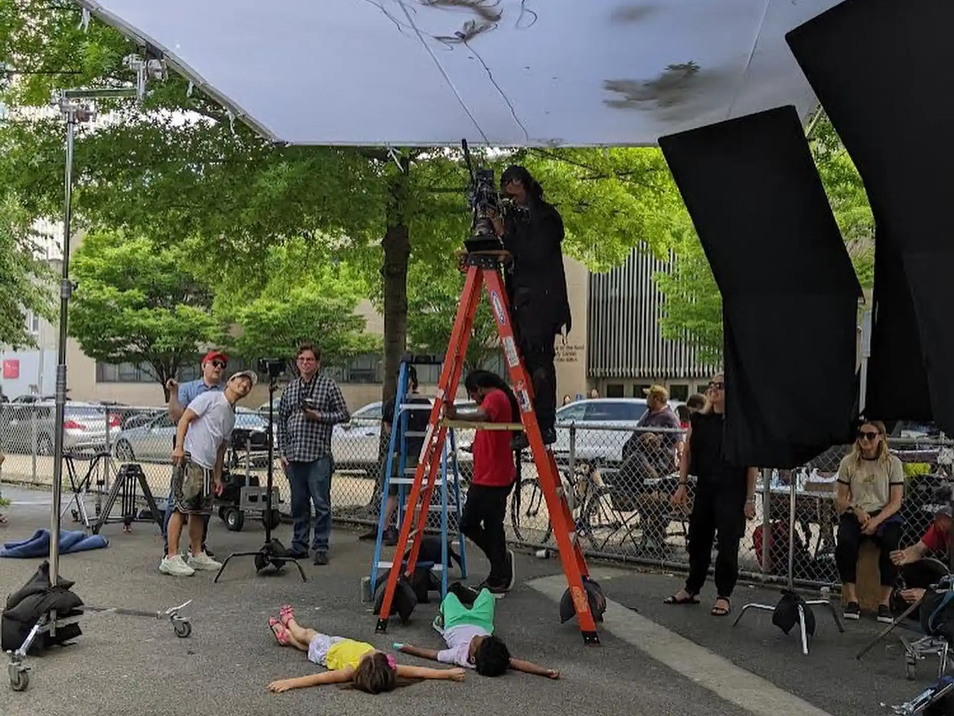 a group of people on a playground