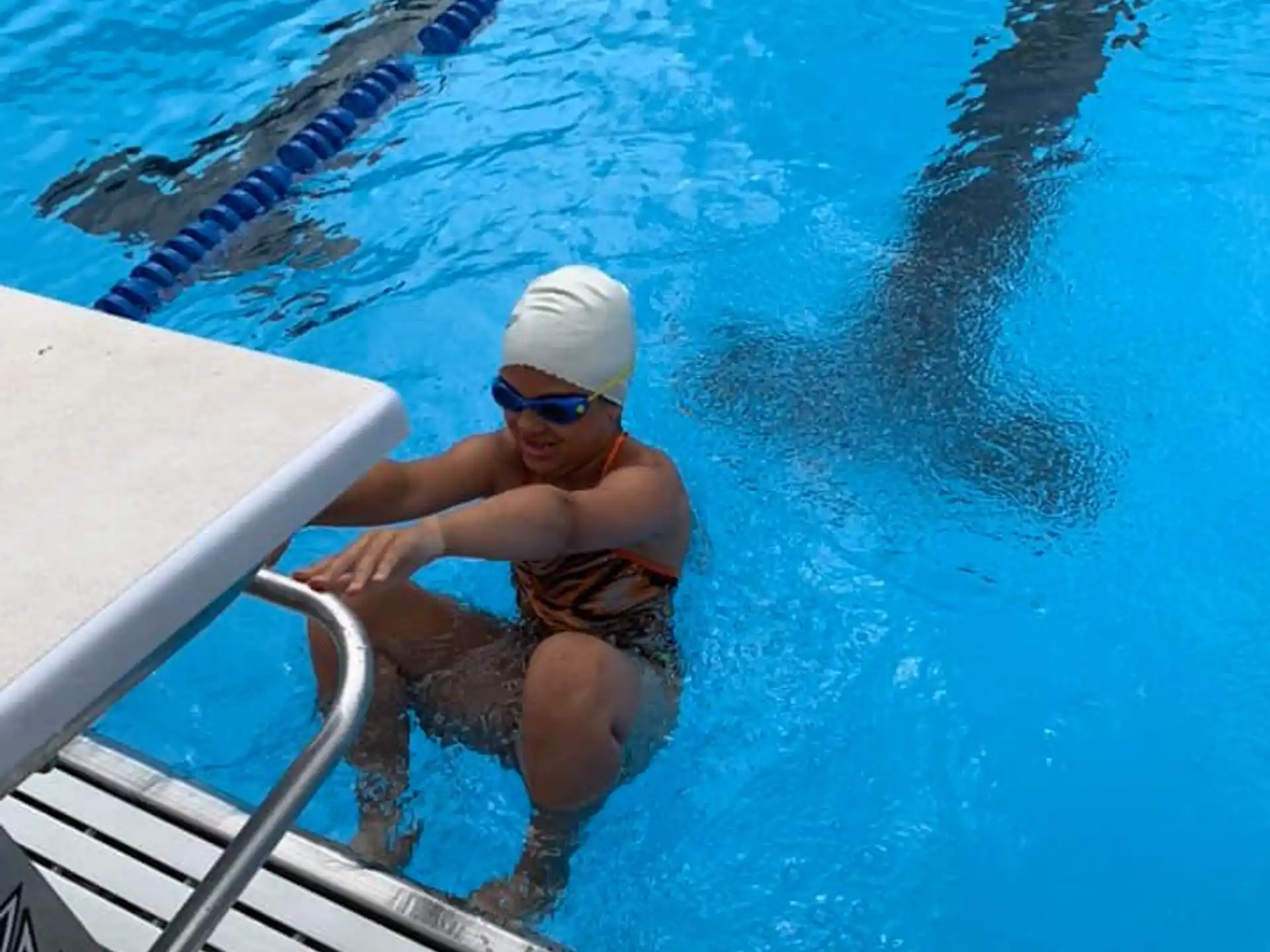 a person in a pool