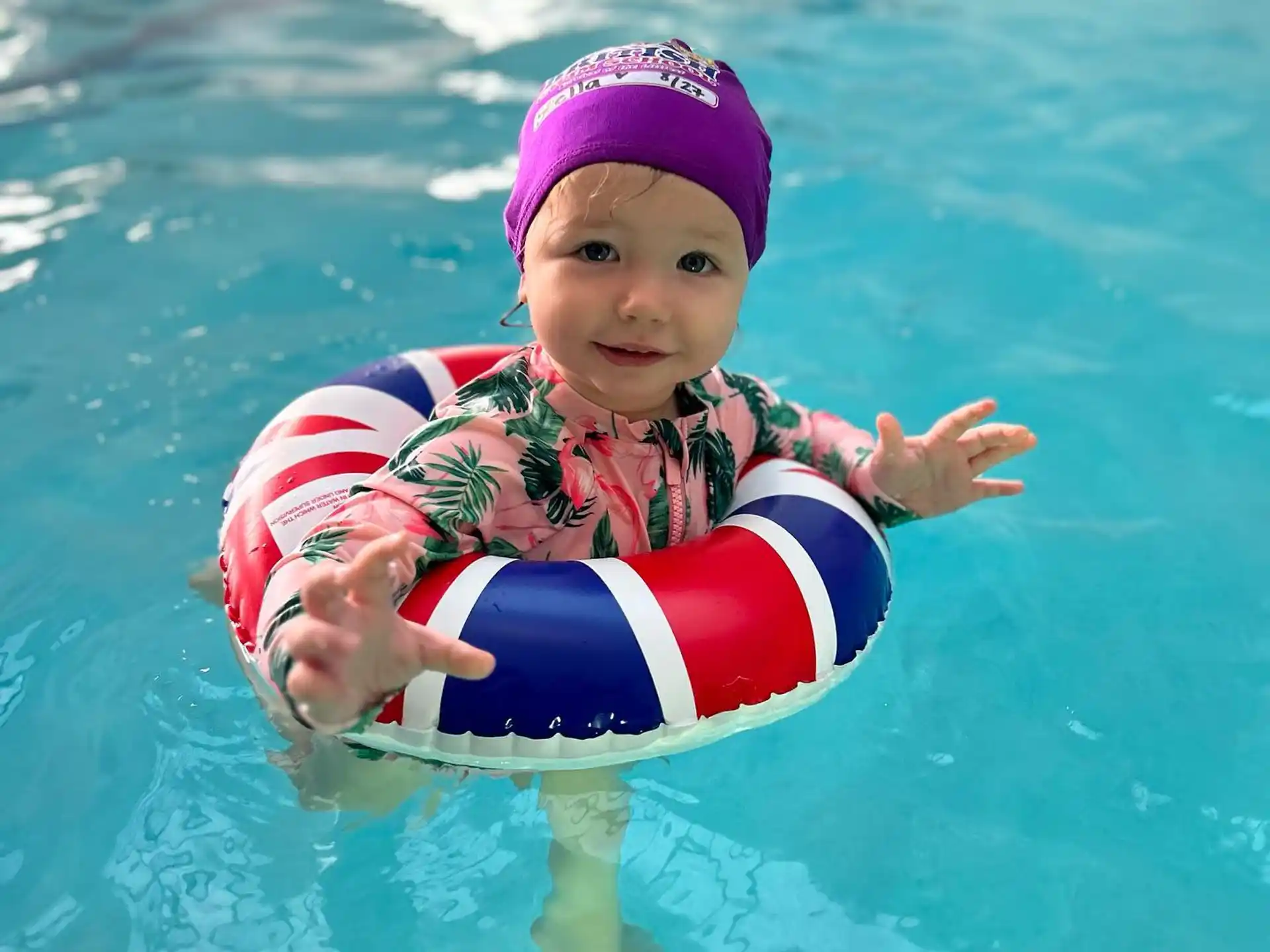 a child in a pool