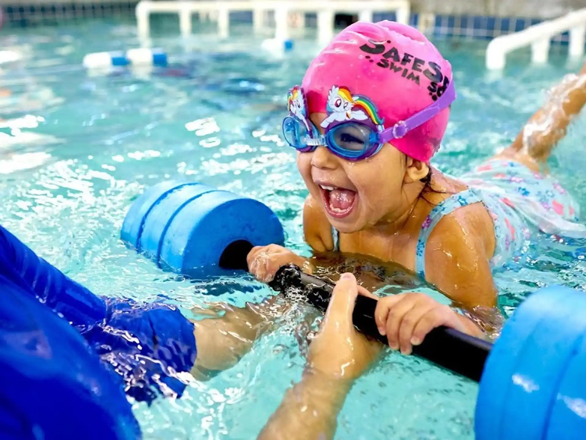 a child in a pool