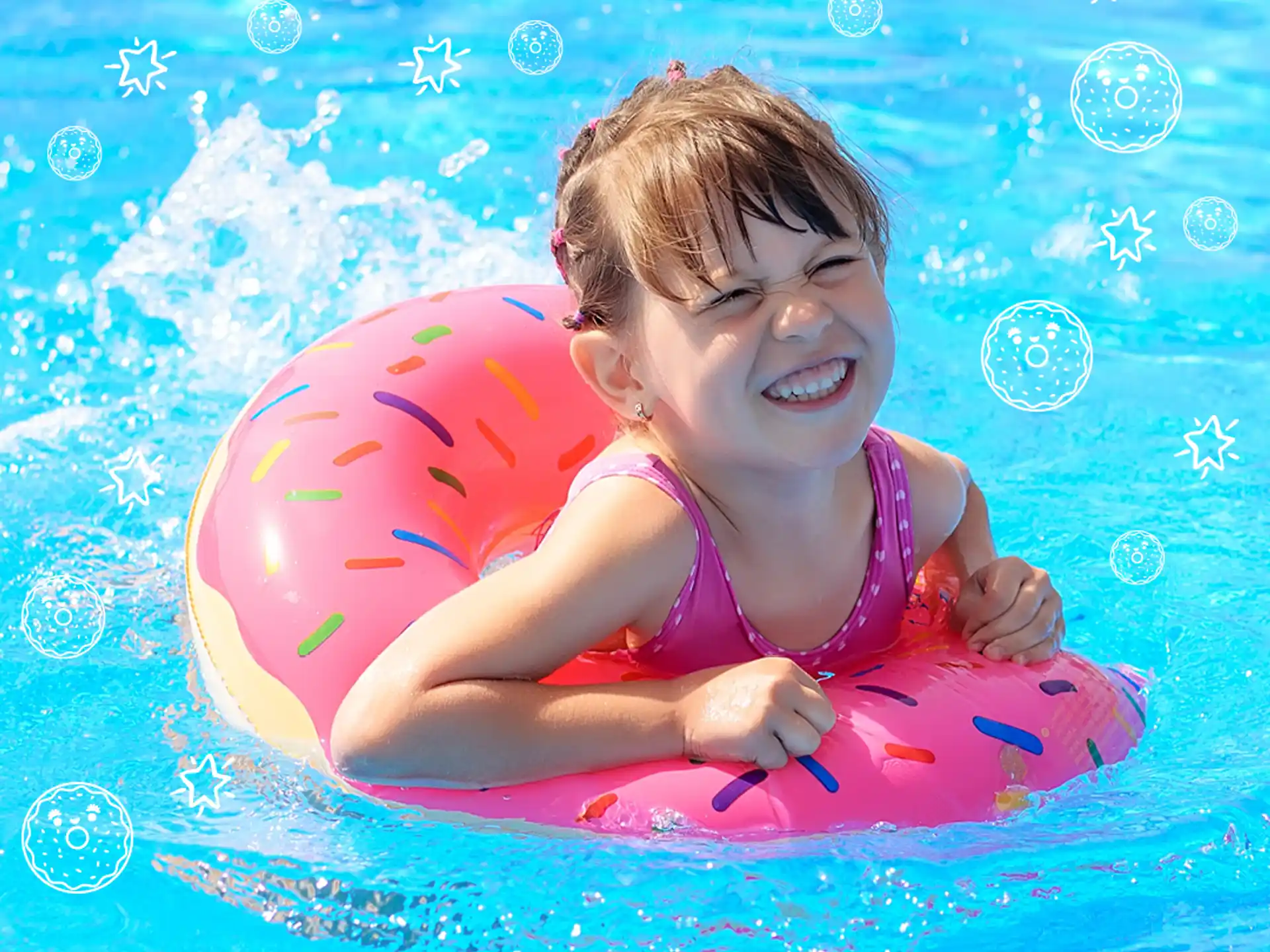 a baby in a pool