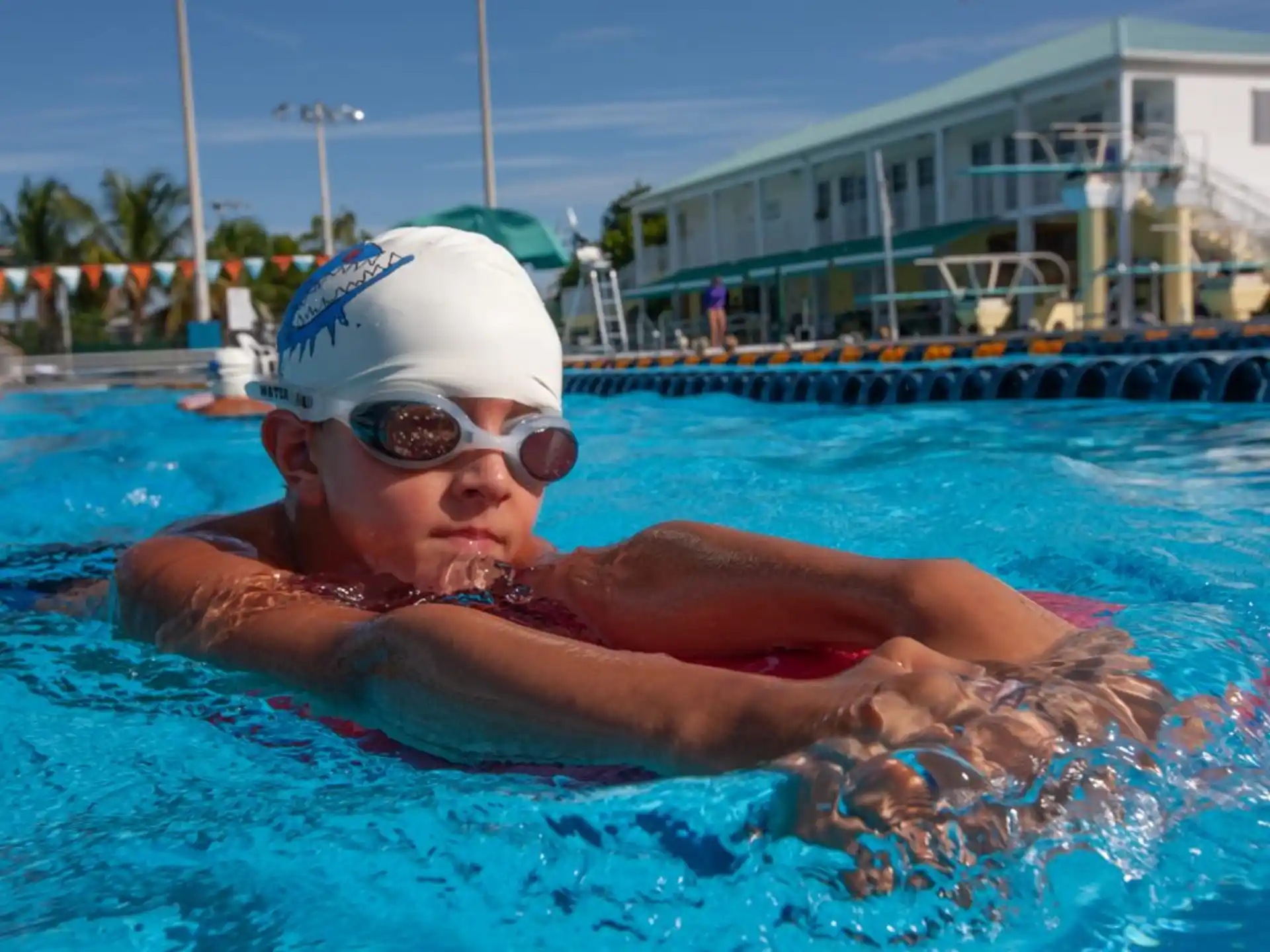 a person in a pool