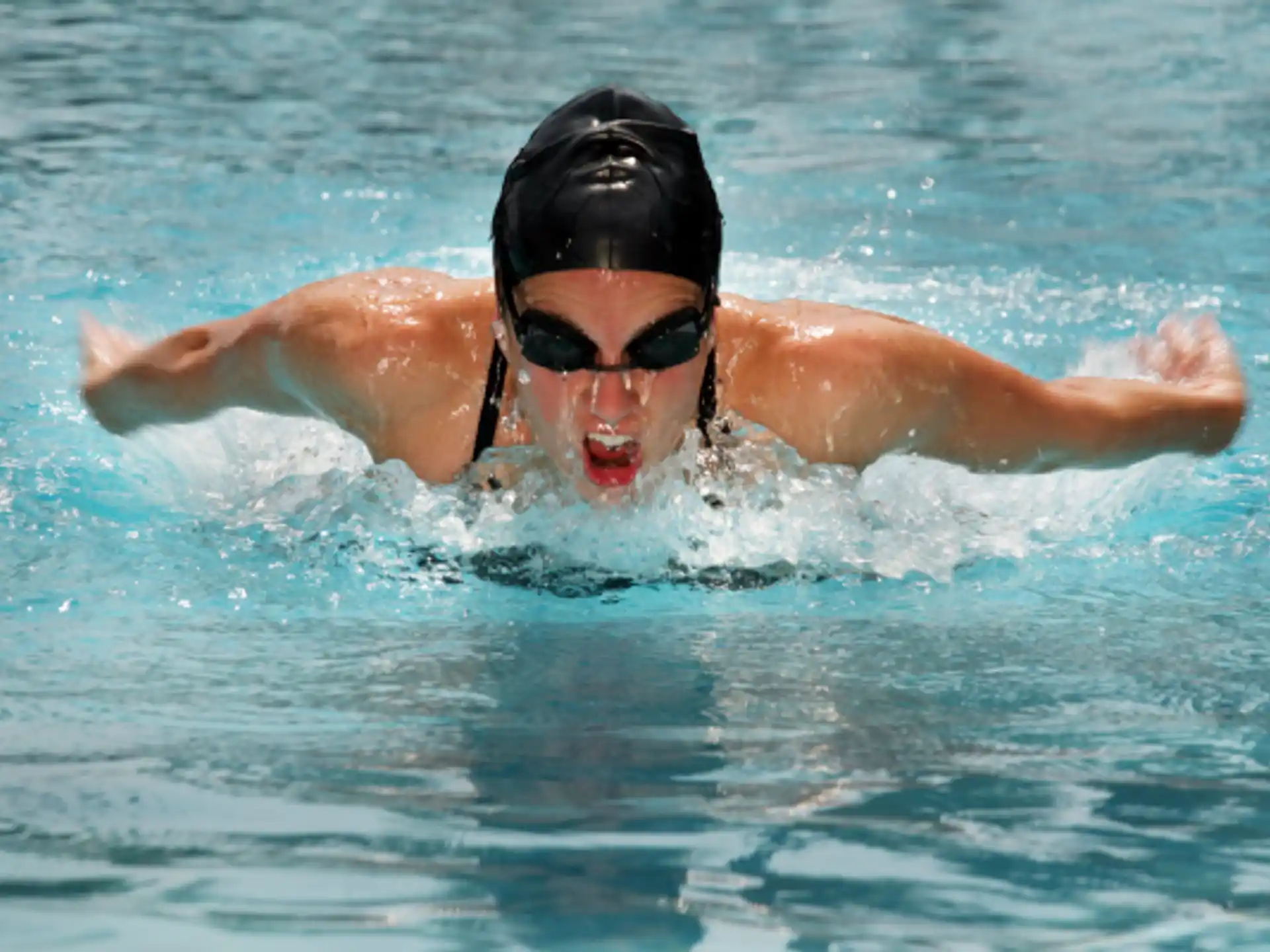 a person swimming in water