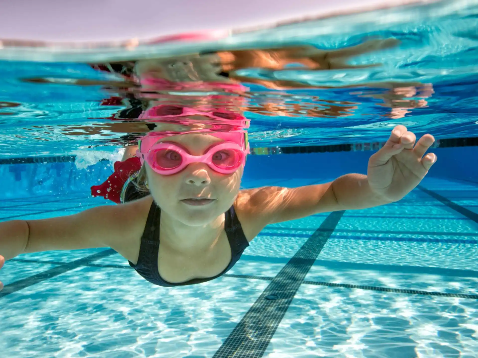 a woman in a pool