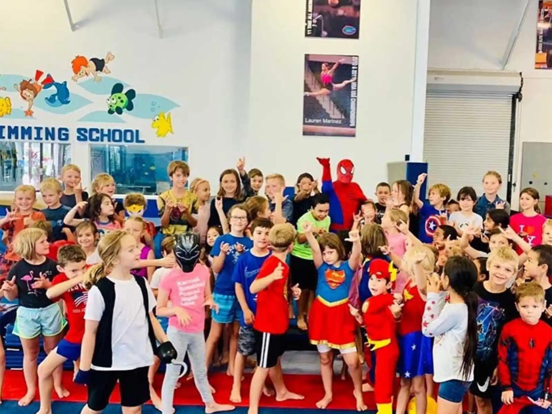 a group of children in a gym