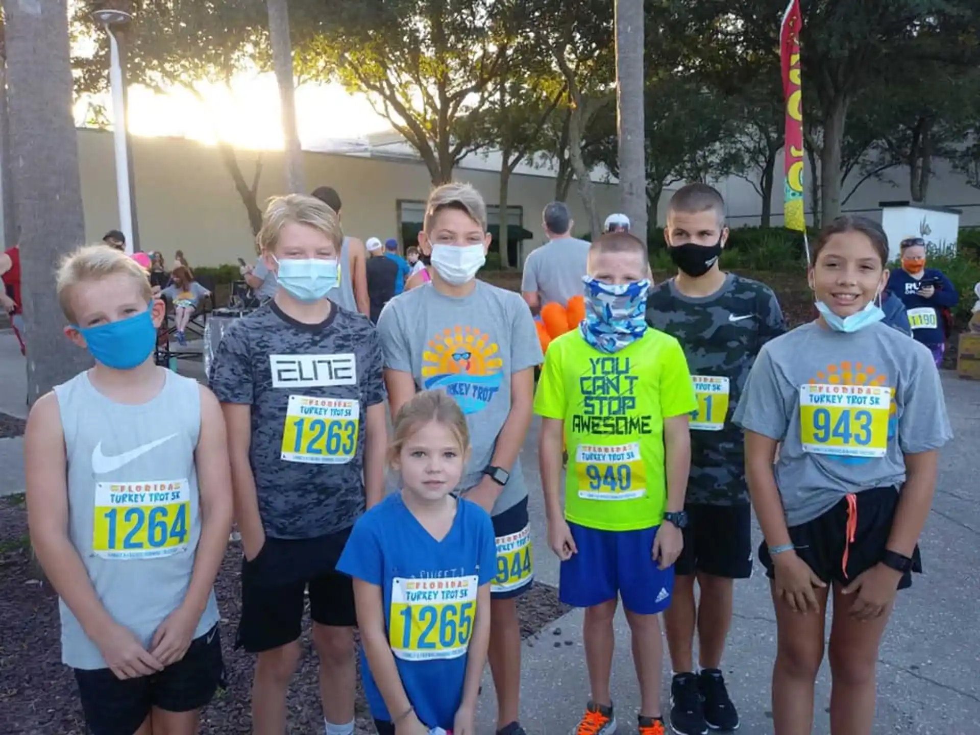 a group of people wearing face masks