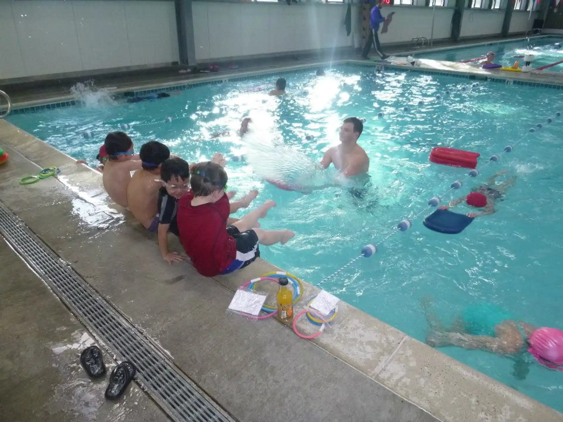 a group of people in a pool